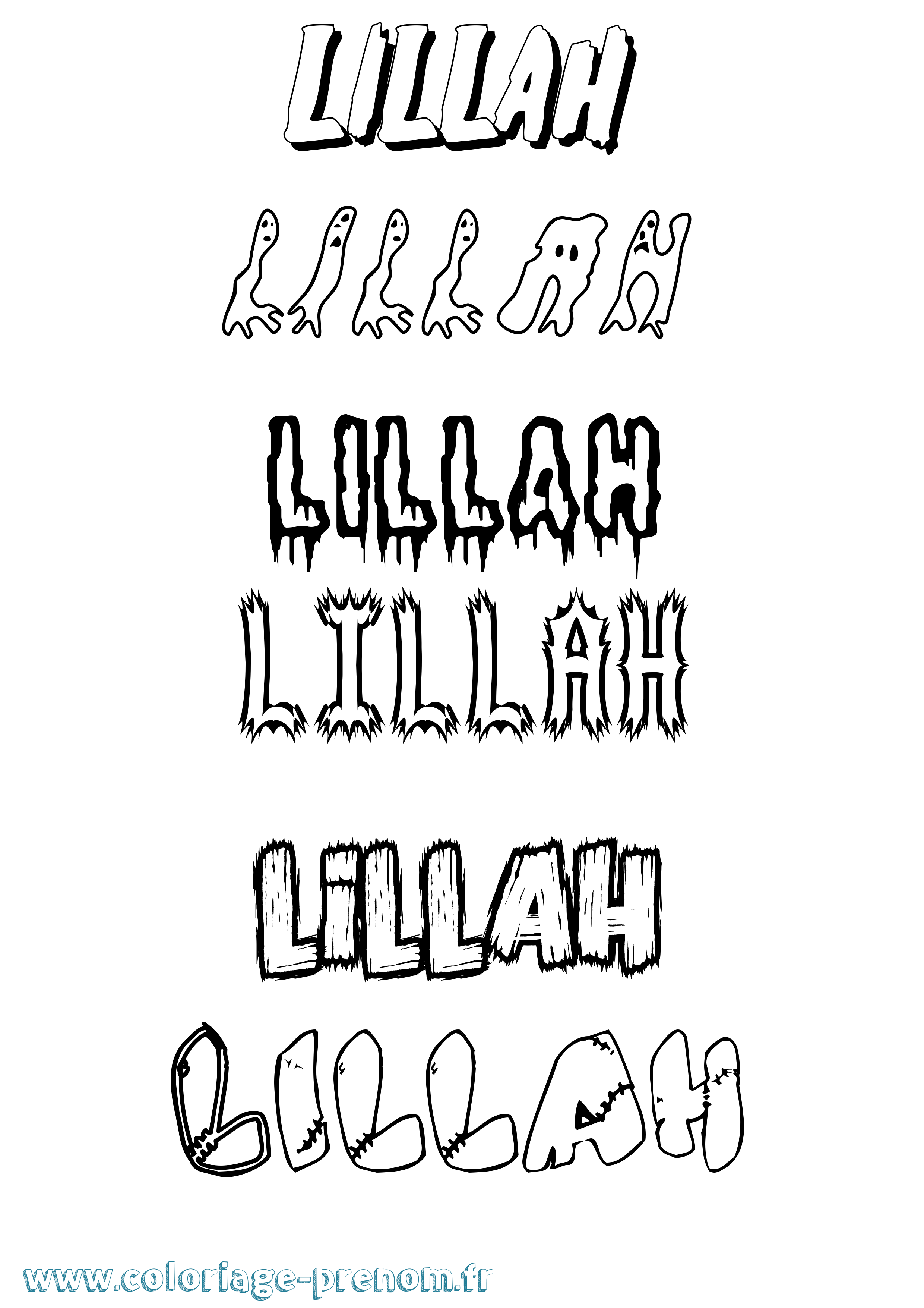 Coloriage Lillah Frisson Coloriage prénom Lillah Frisson