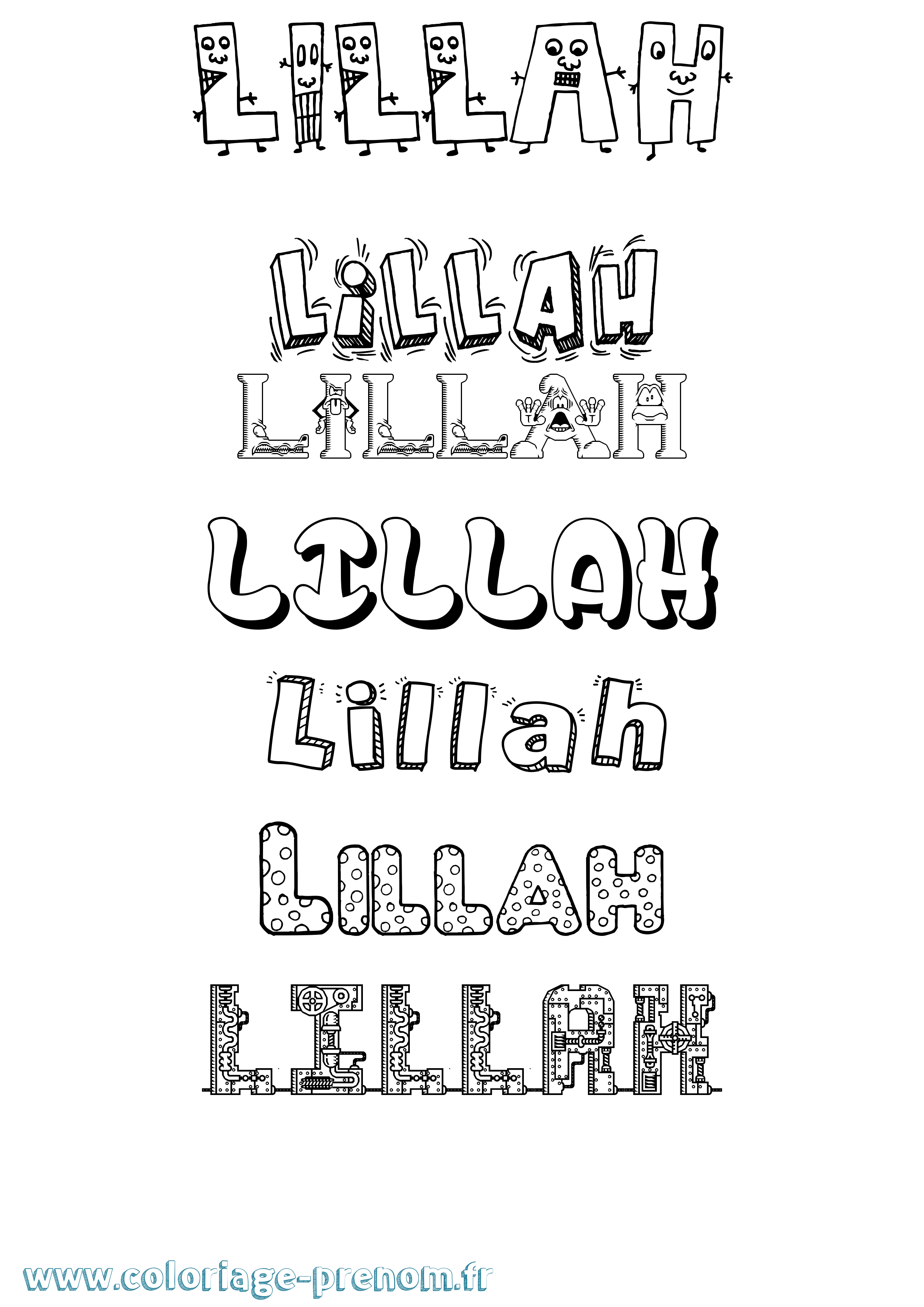 Coloriage Lillah Fun Coloriage prénom Lillah Fun