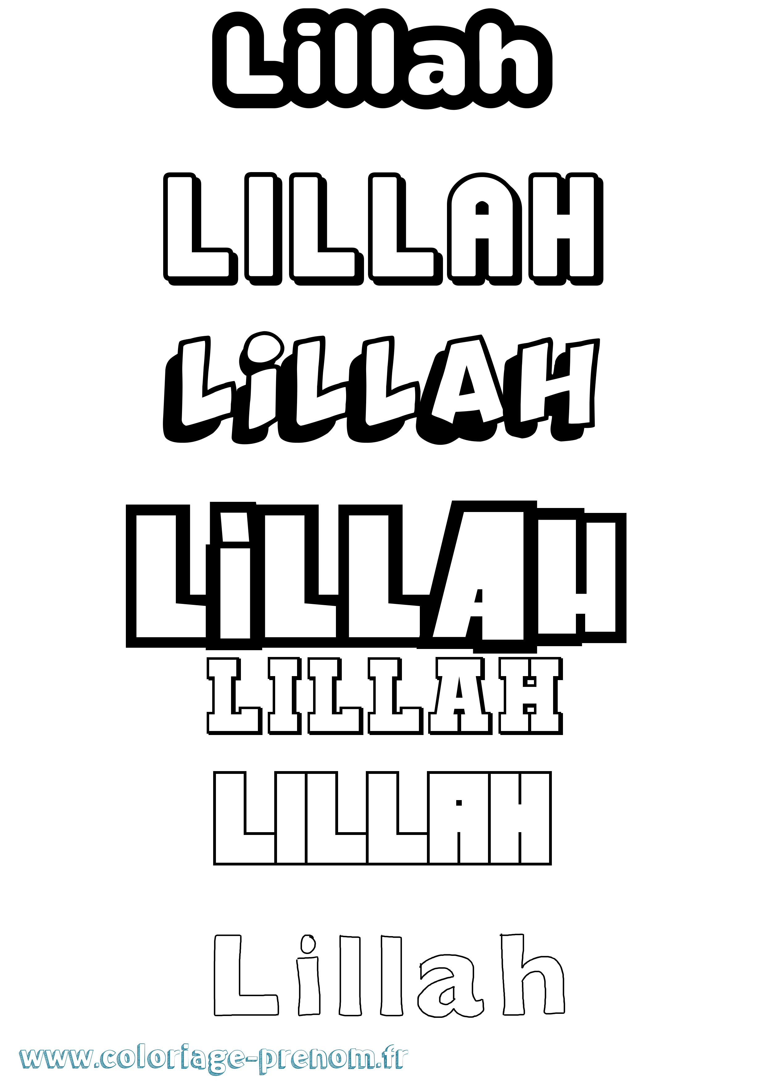Coloriage Lillah Simple Coloriage prénom Lillah Simple