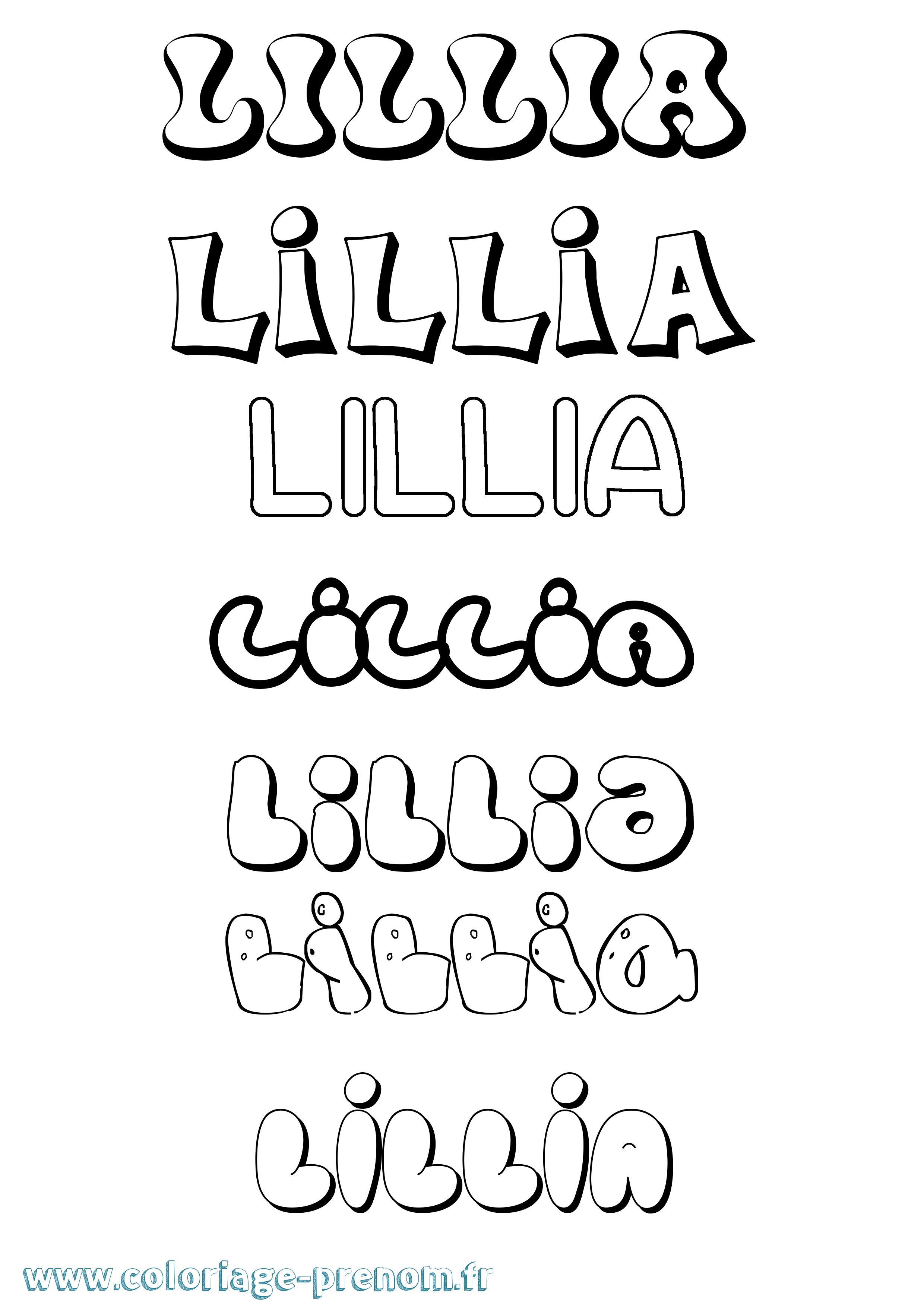 Coloriage Lillia Bubble Coloriage prénom Lillia Bubble