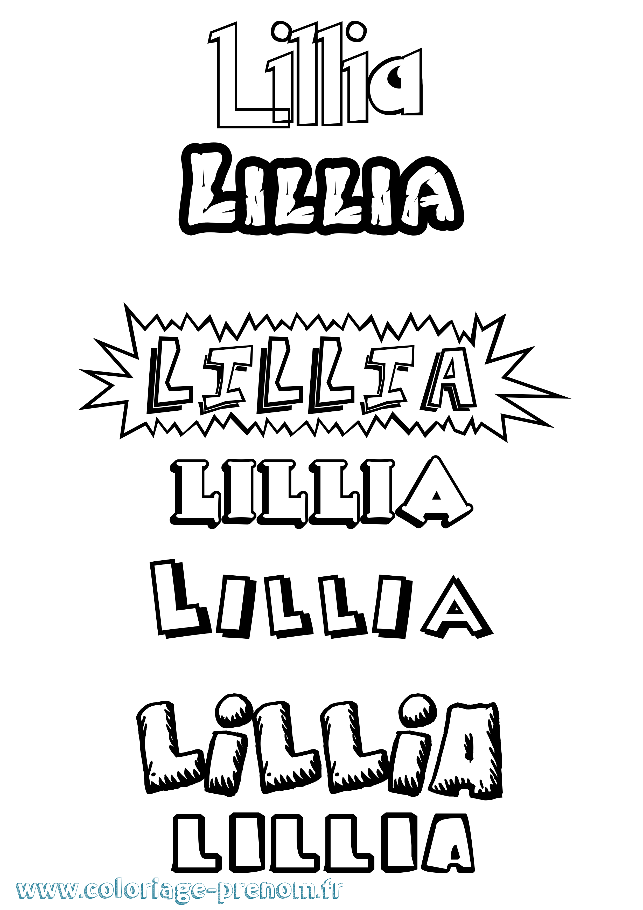 Coloriage Lillia Dessin Animé Coloriage prénom Lillia Dessin Animé