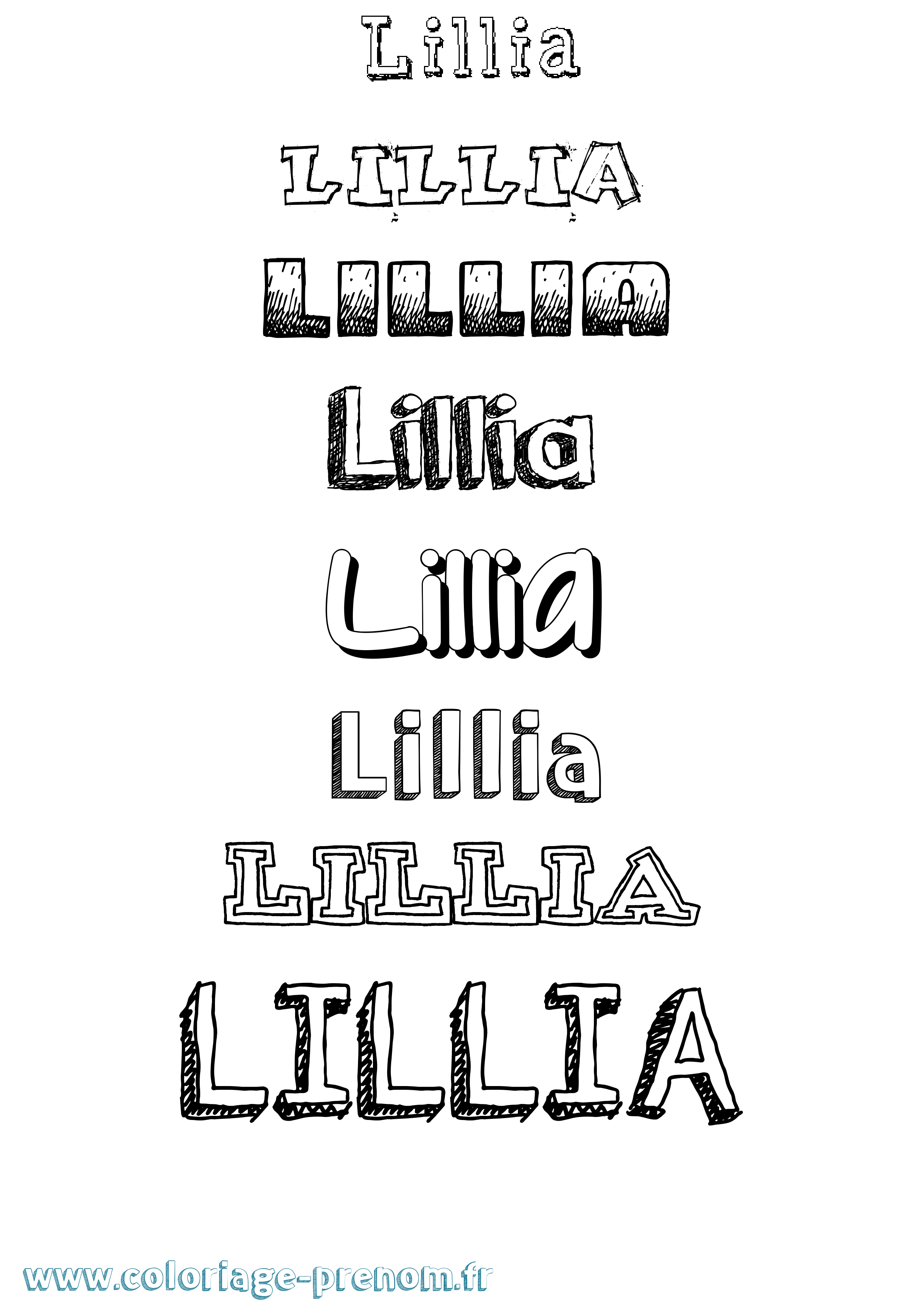 Coloriage Lillia Dessiné Coloriage prénom Lillia Dessiné