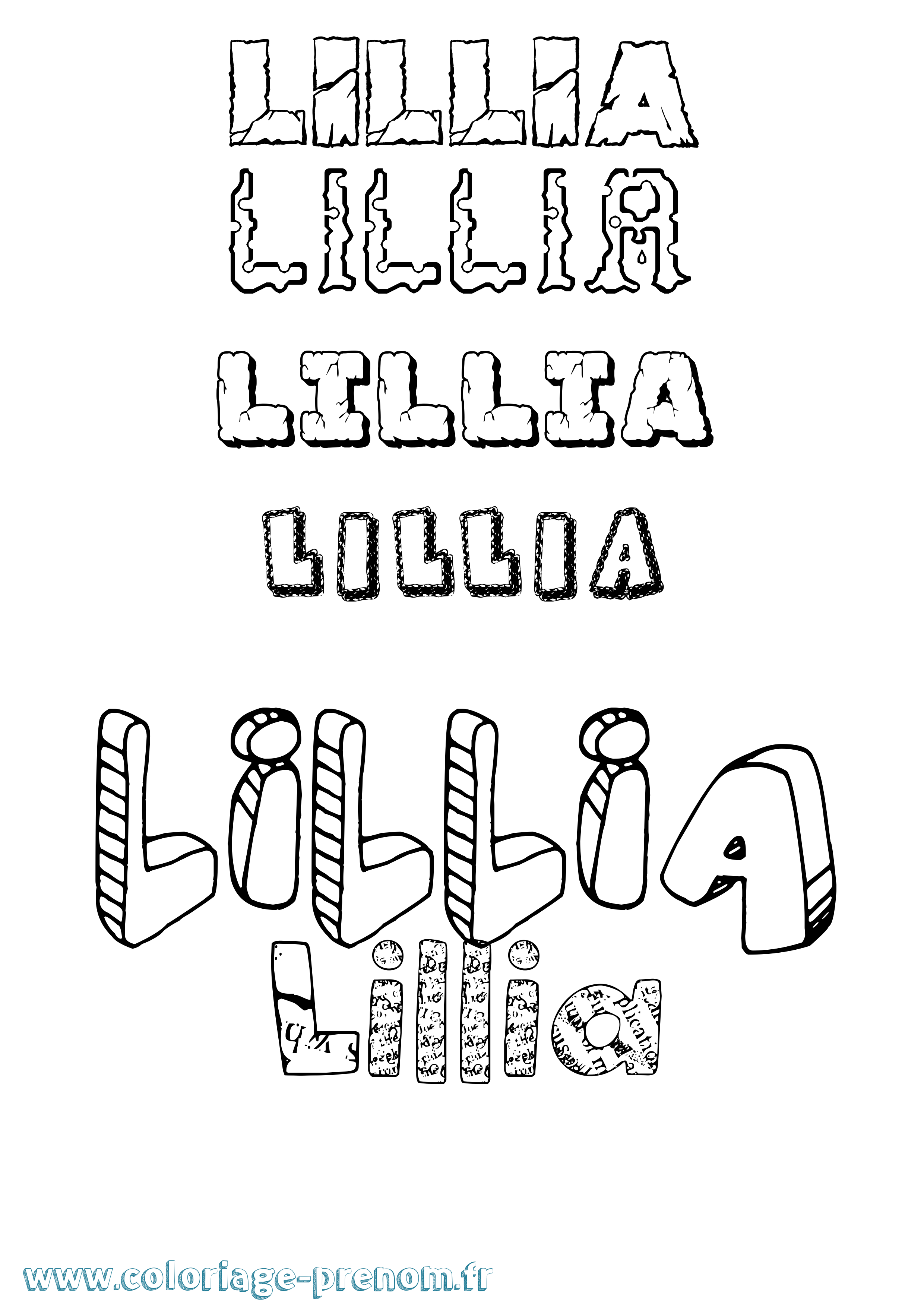 Coloriage Lillia Destructuré Coloriage prénom Lillia Destructuré