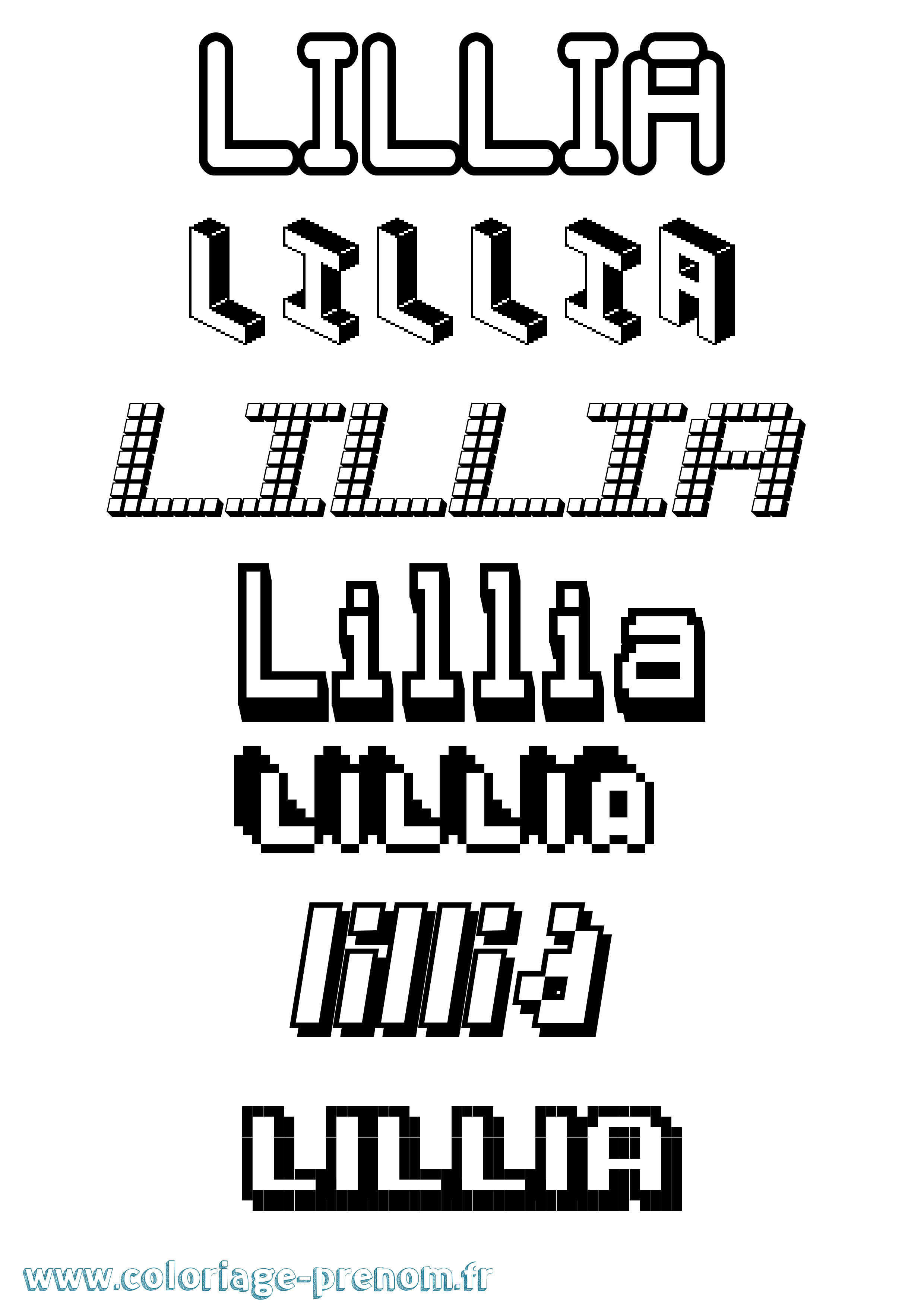 Coloriage Lillia Pixel Coloriage prénom Lillia Pixel