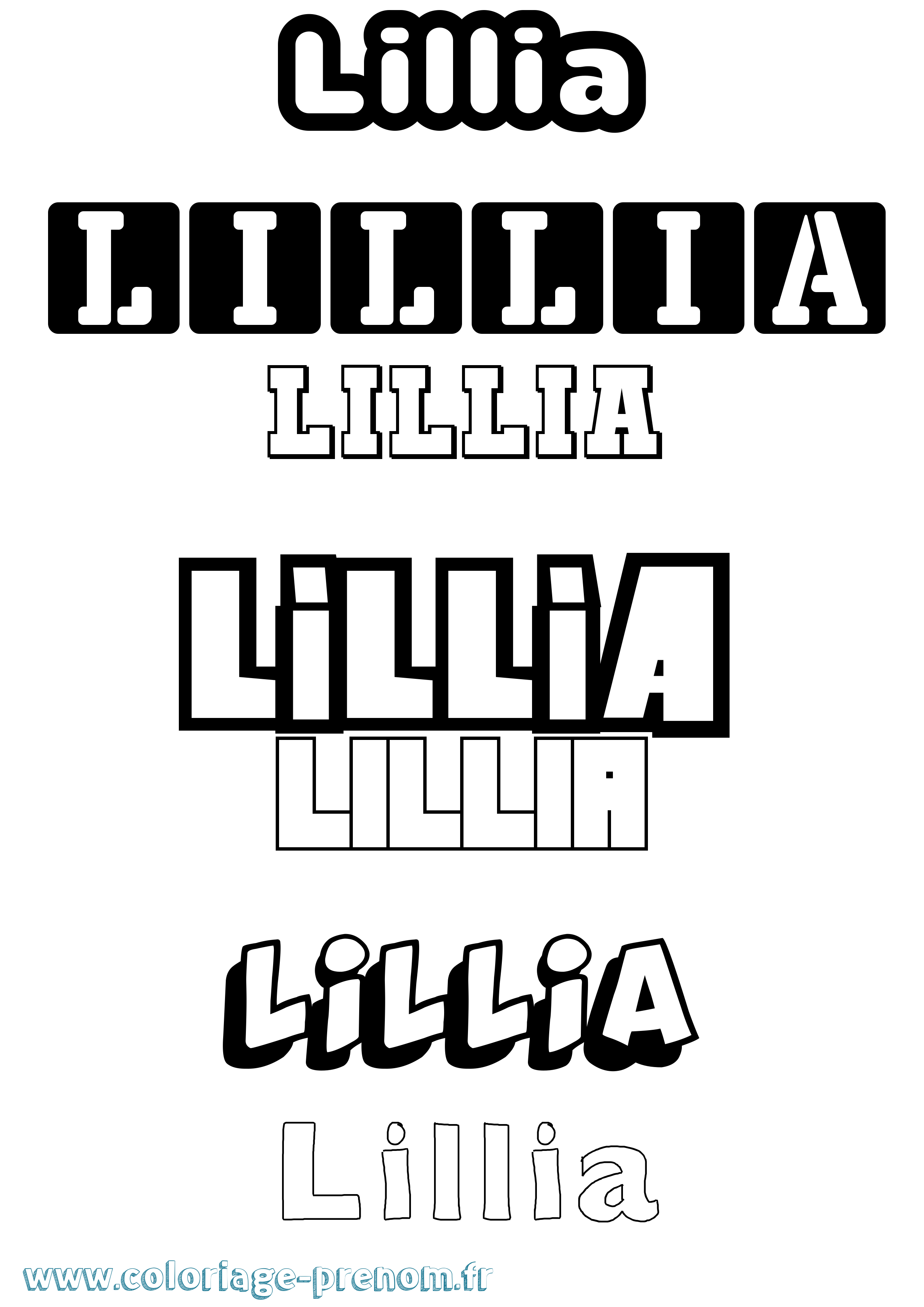 Coloriage Lillia Simple Coloriage prénom Lillia Simple