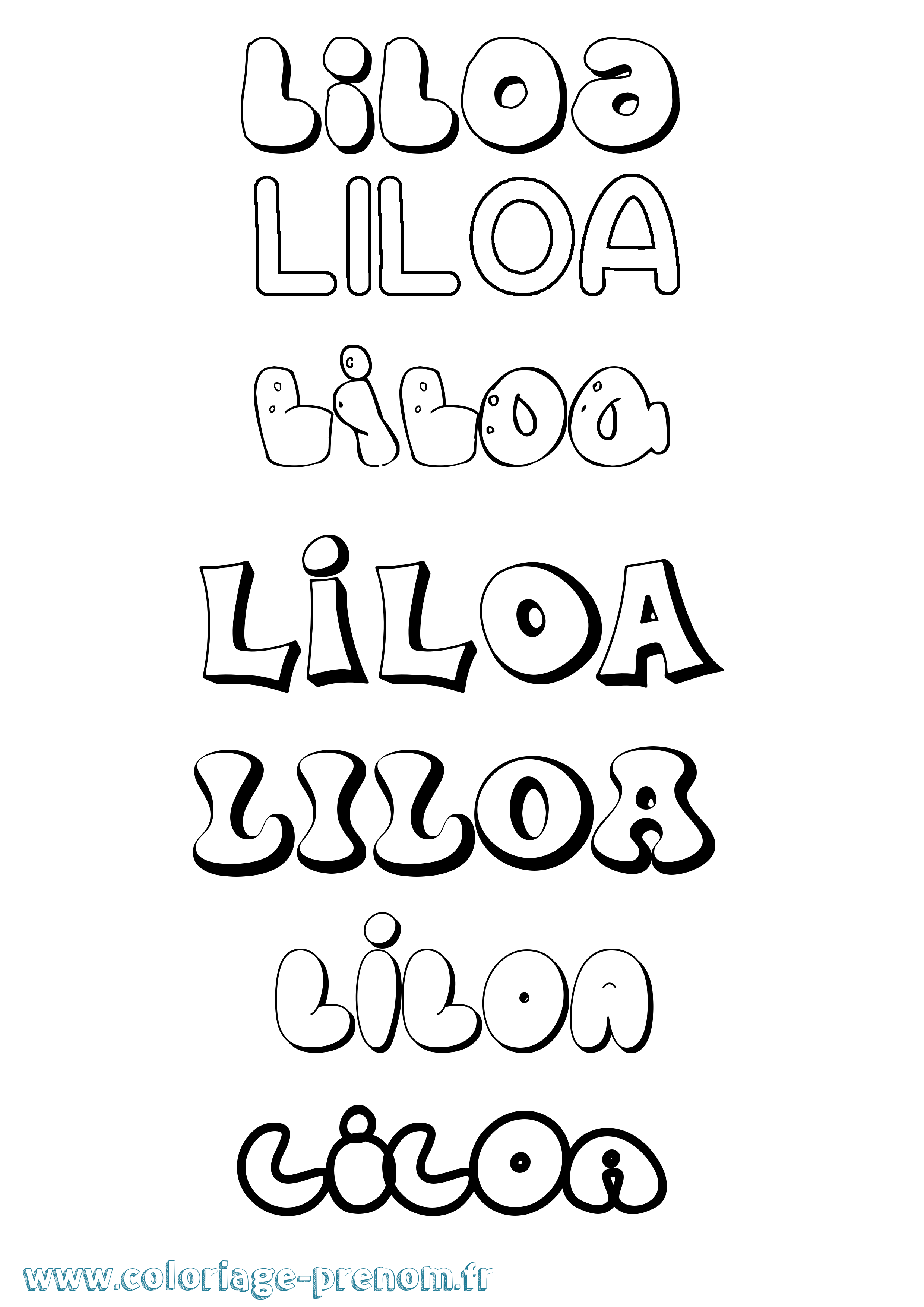 Coloriage Liloa Bubble Coloriage prénom Liloa Bubble