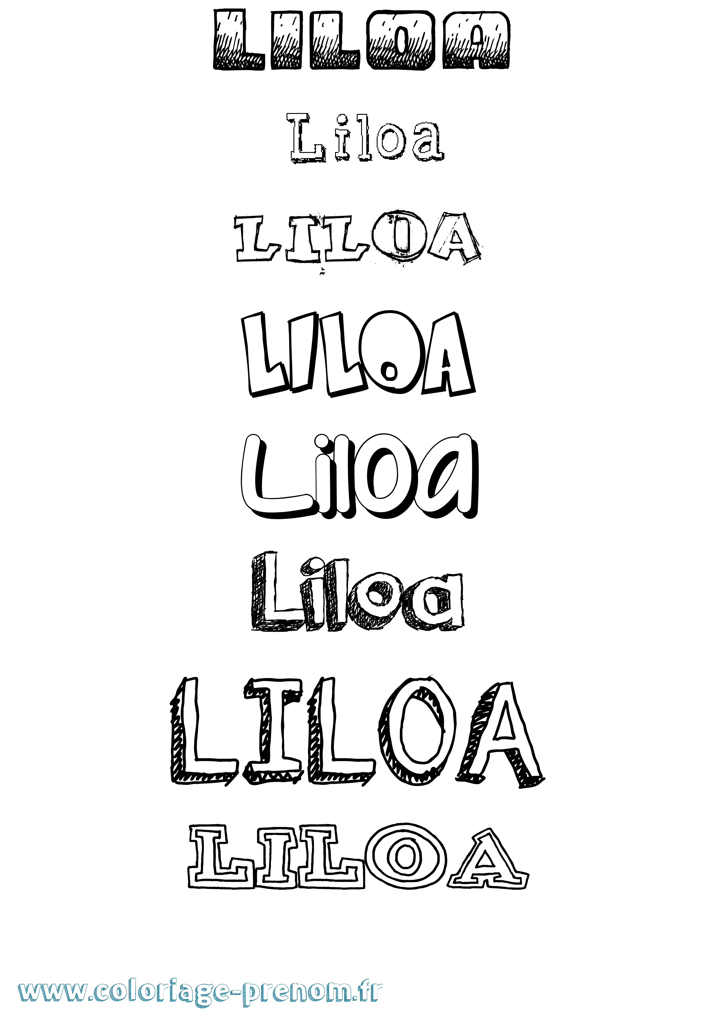 Coloriage Liloa Dessiné Coloriage prénom Liloa Dessiné