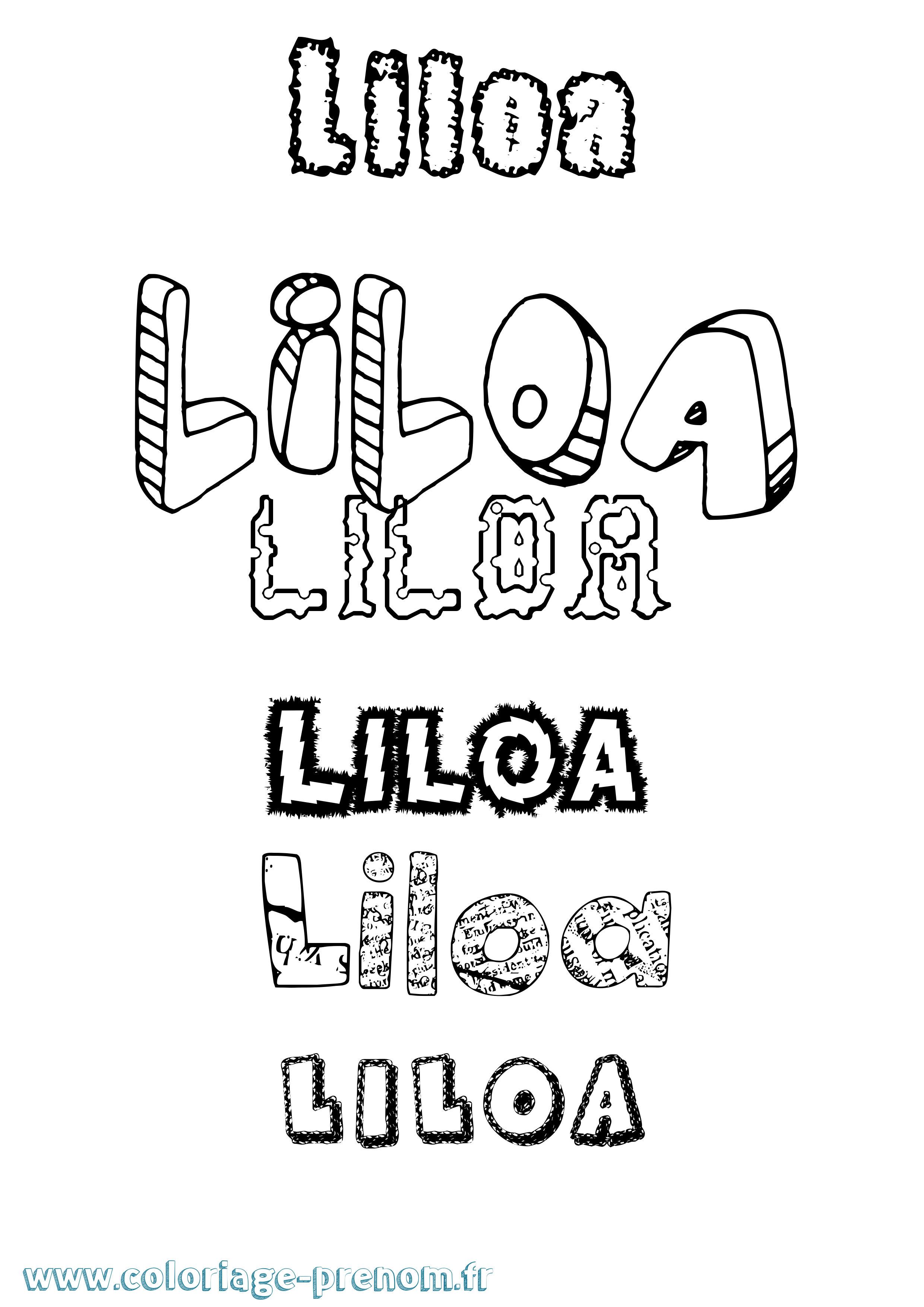 Coloriage Liloa Destructuré Coloriage prénom Liloa Destructuré