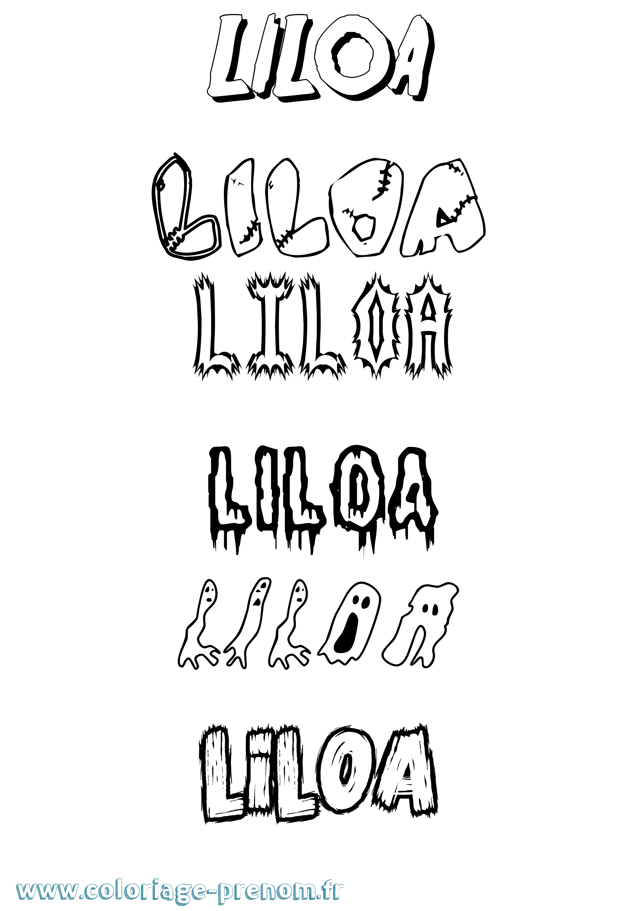 Coloriage Liloa Frisson Coloriage prénom Liloa Frisson