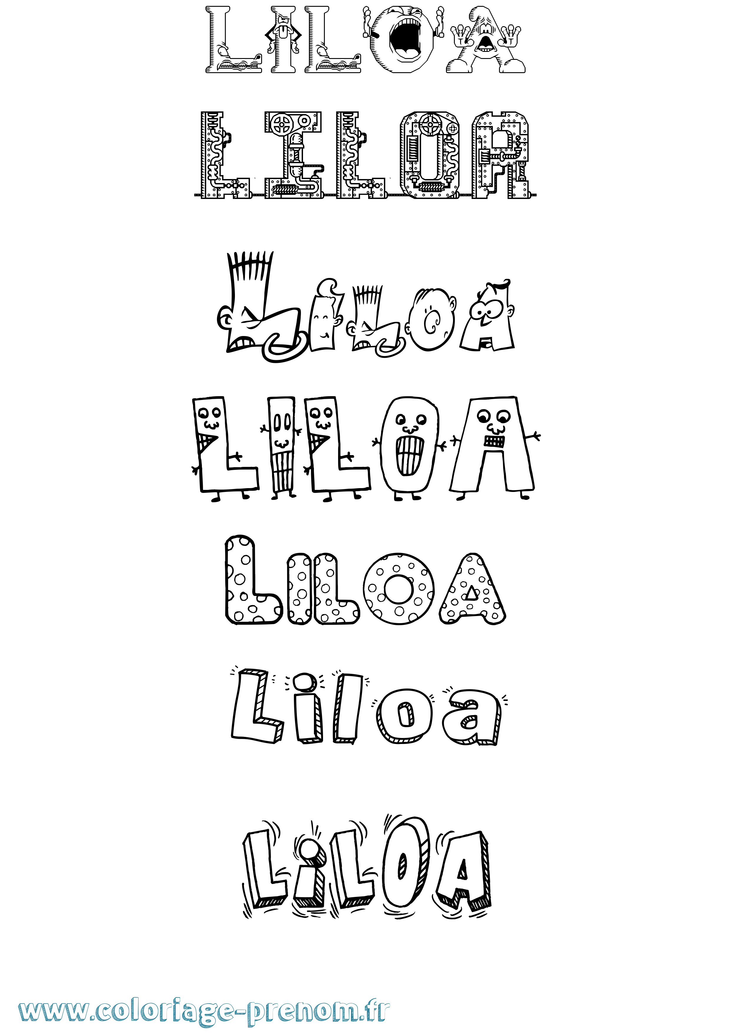 Coloriage Liloa Fun Coloriage prénom Liloa Fun