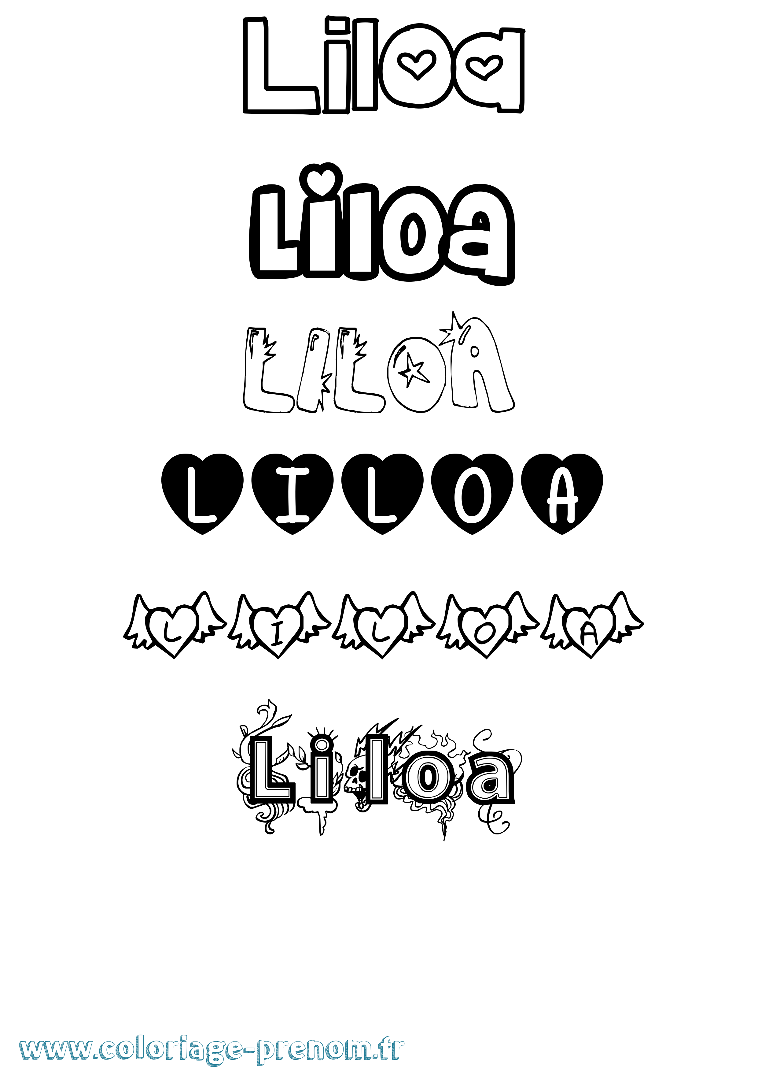 Coloriage Liloa Girly Coloriage prénom Liloa Girly