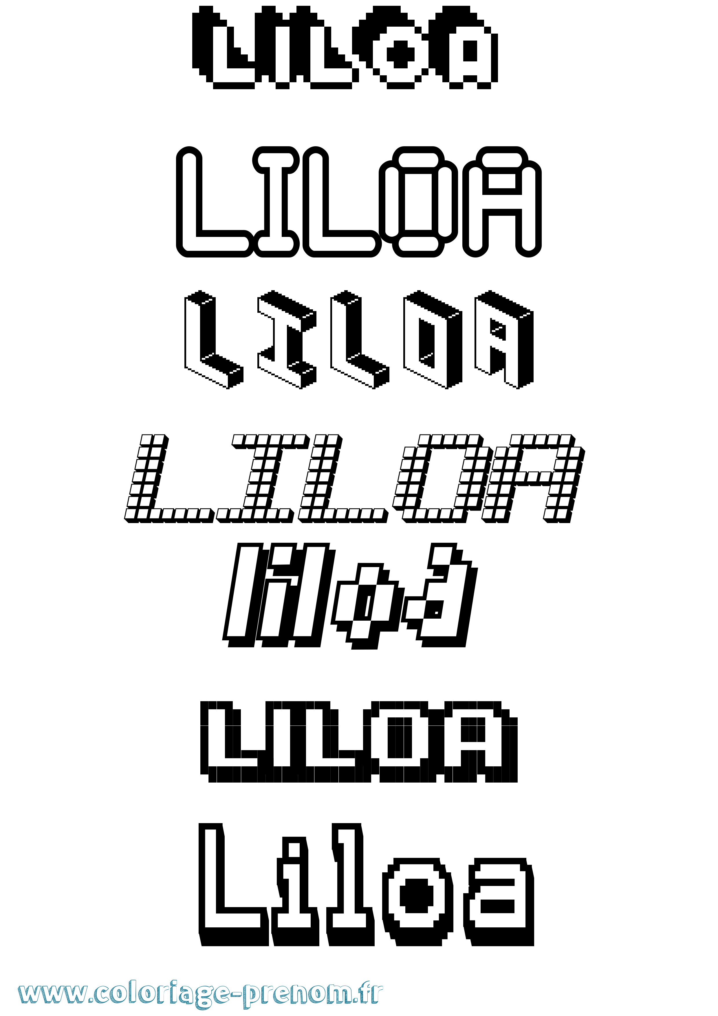 Coloriage Liloa Pixel Coloriage prénom Liloa Pixel