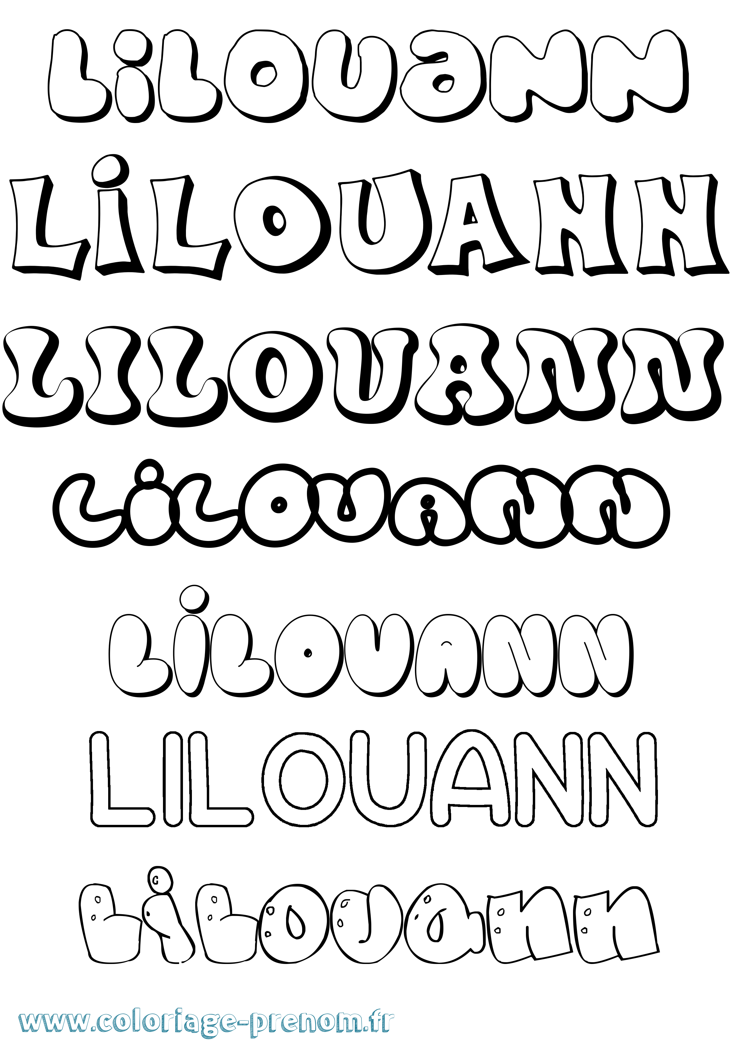 Coloriage Lilouann Bubble Coloriage prénom Lilouann Bubble
