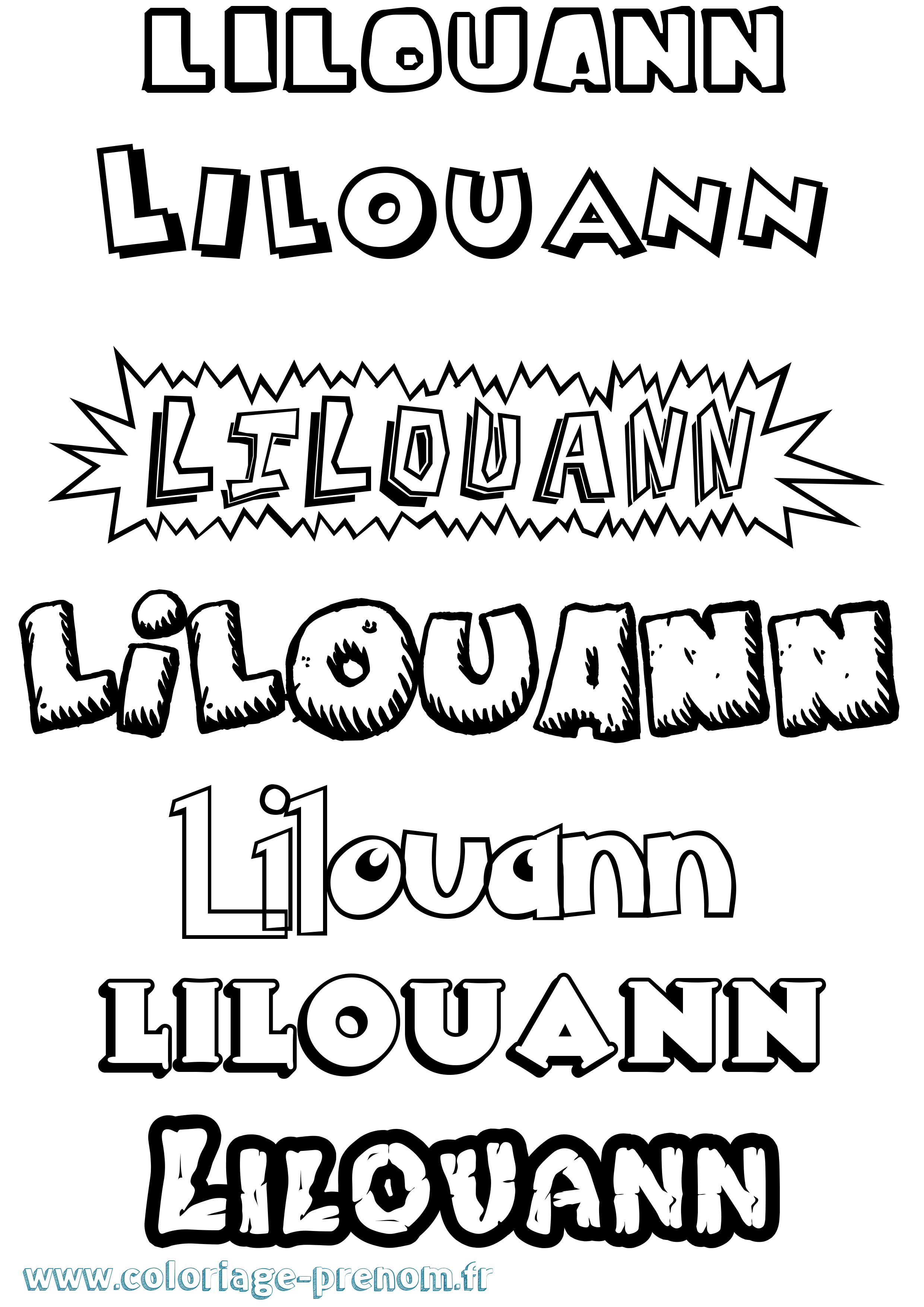 Coloriage Lilouann Dessin Animé Coloriage prénom Lilouann Dessin Animé