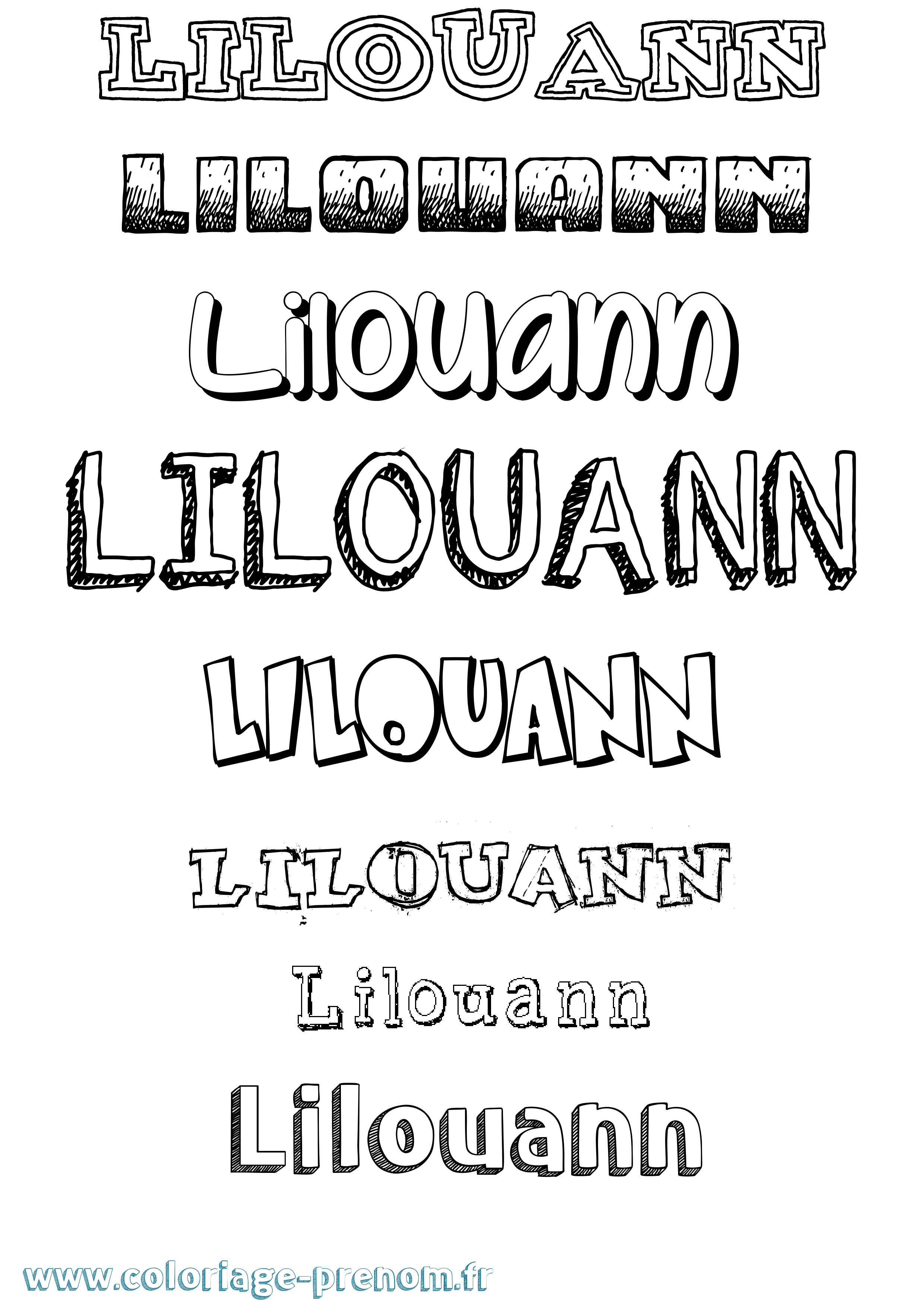 Coloriage Lilouann Dessiné Coloriage prénom Lilouann Dessiné