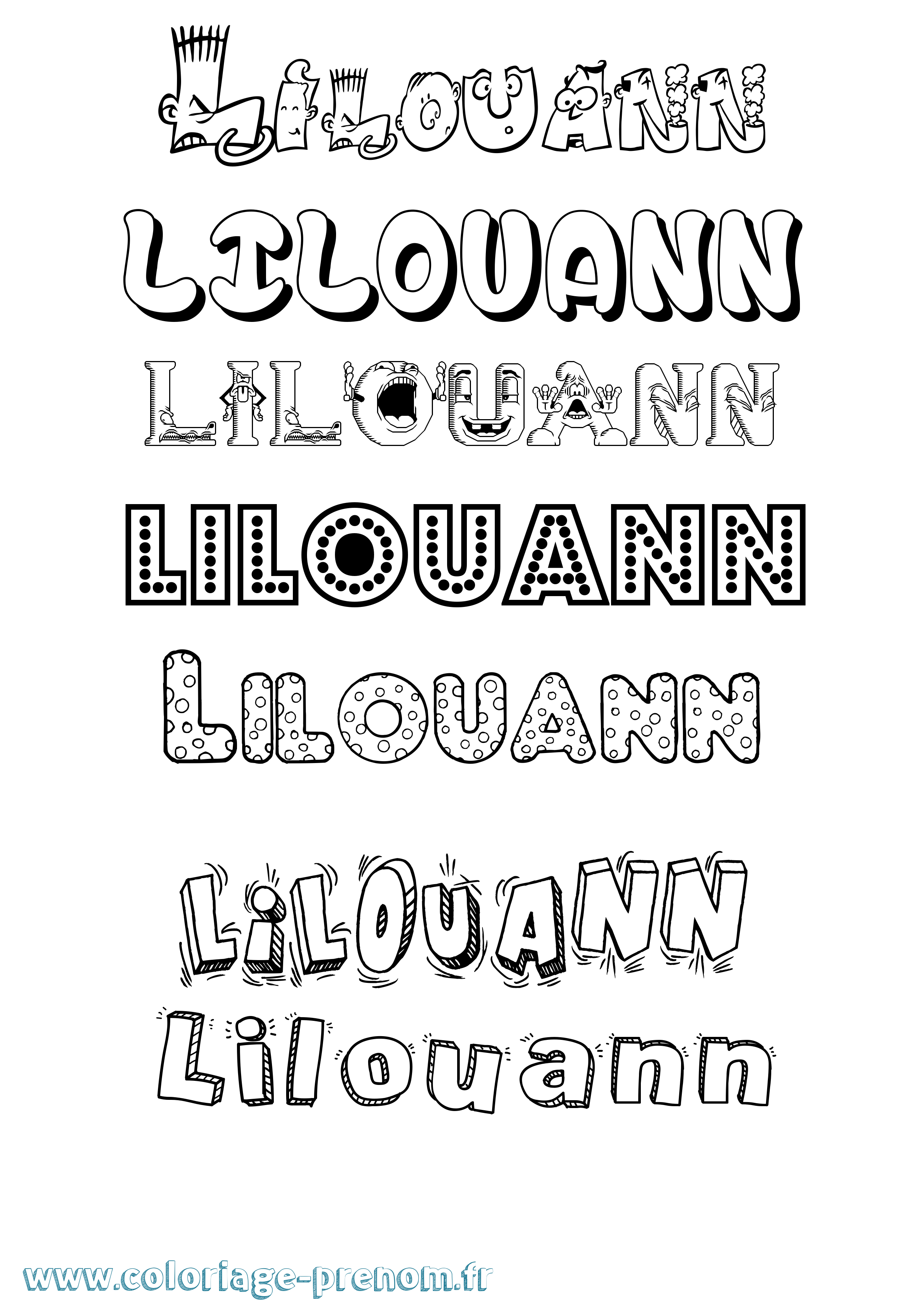 Coloriage Lilouann Fun Coloriage prénom Lilouann Fun