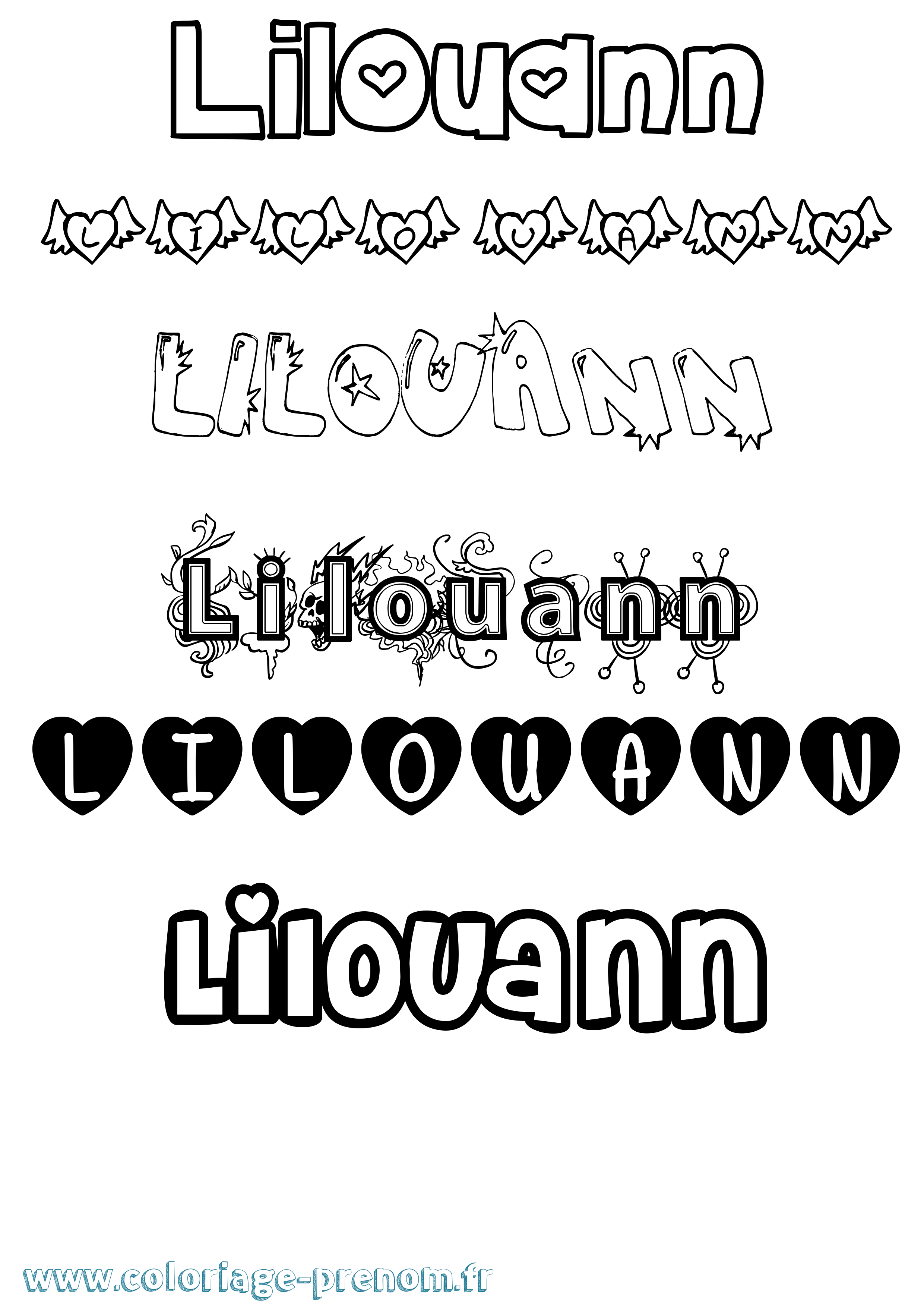 Coloriage Lilouann Girly Coloriage prénom Lilouann Girly