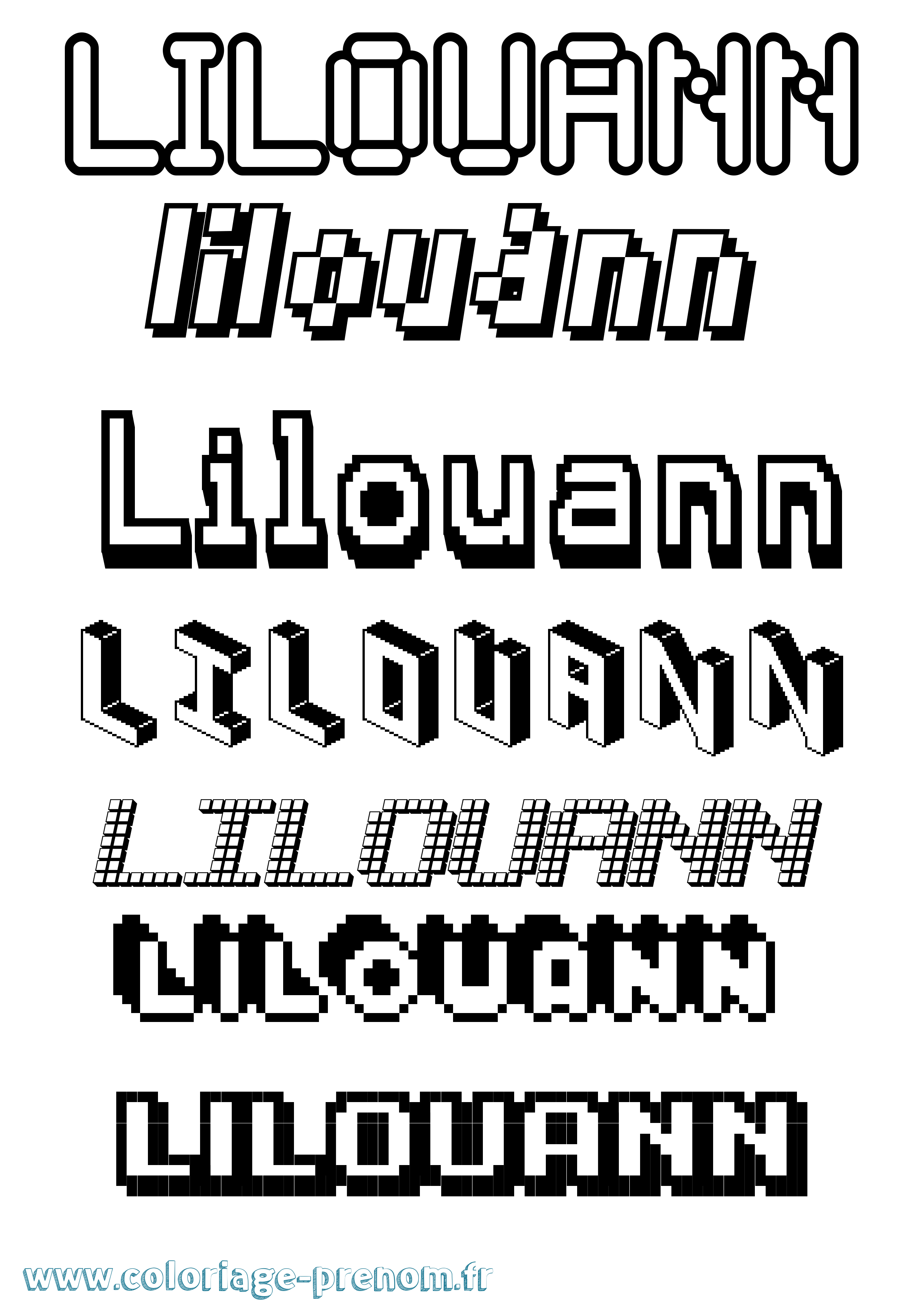 Coloriage Lilouann Pixel Coloriage prénom Lilouann Pixel
