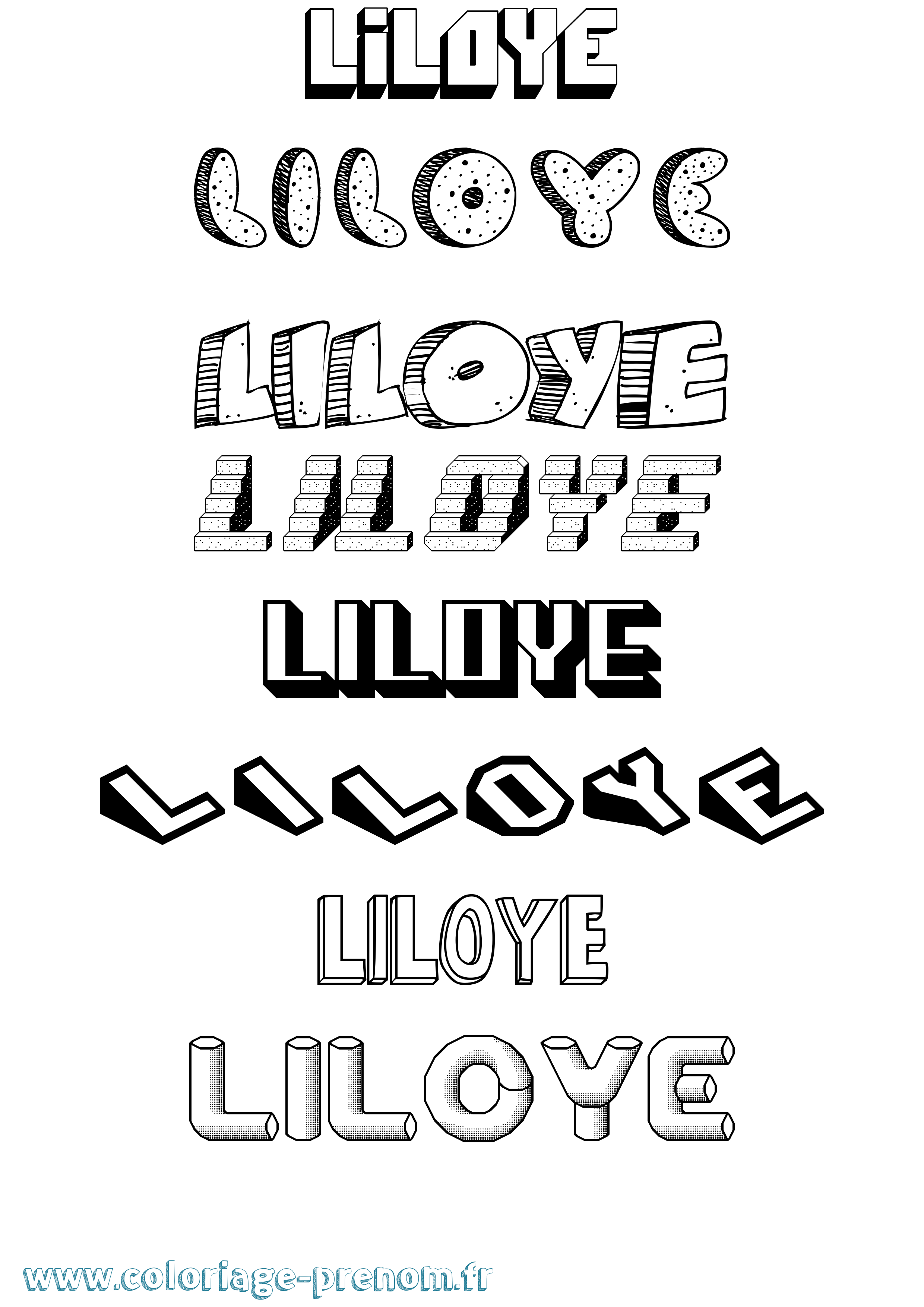 Coloriage Liloye Effet 3D Coloriage prénom Liloye Effet 3D