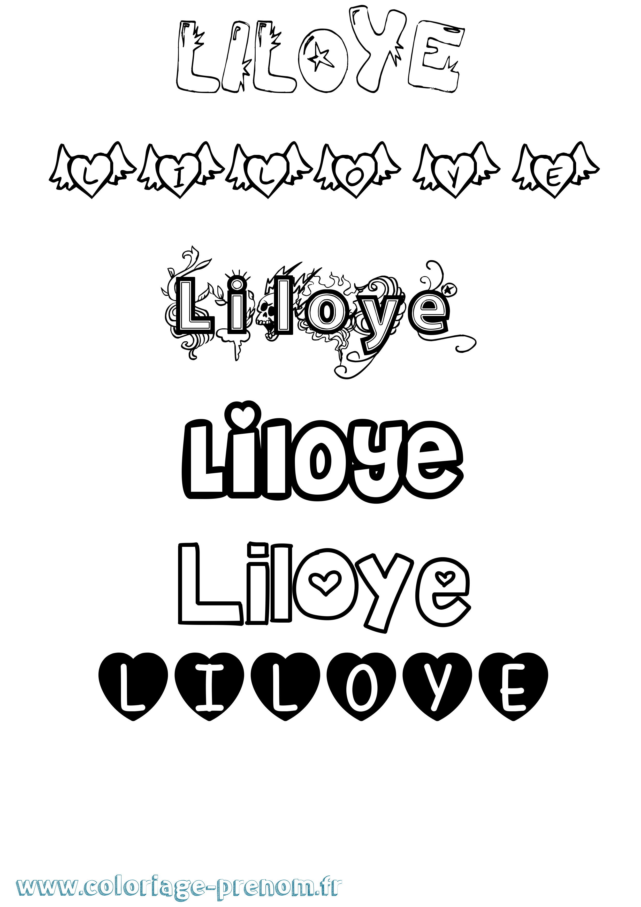 Coloriage Liloye Girly Coloriage prénom Liloye Girly