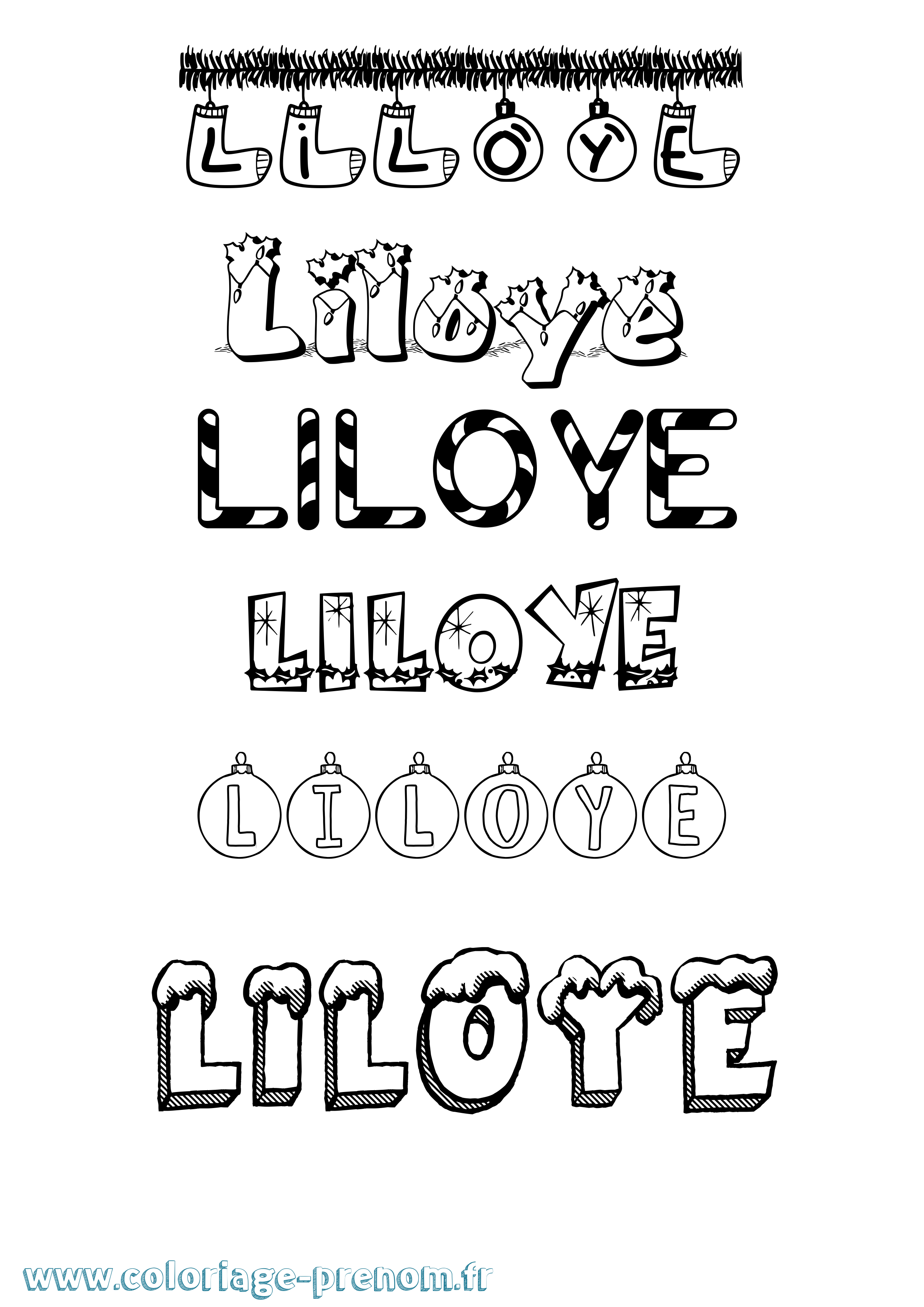 Coloriage Liloye Noël Coloriage prénom Liloye Noël