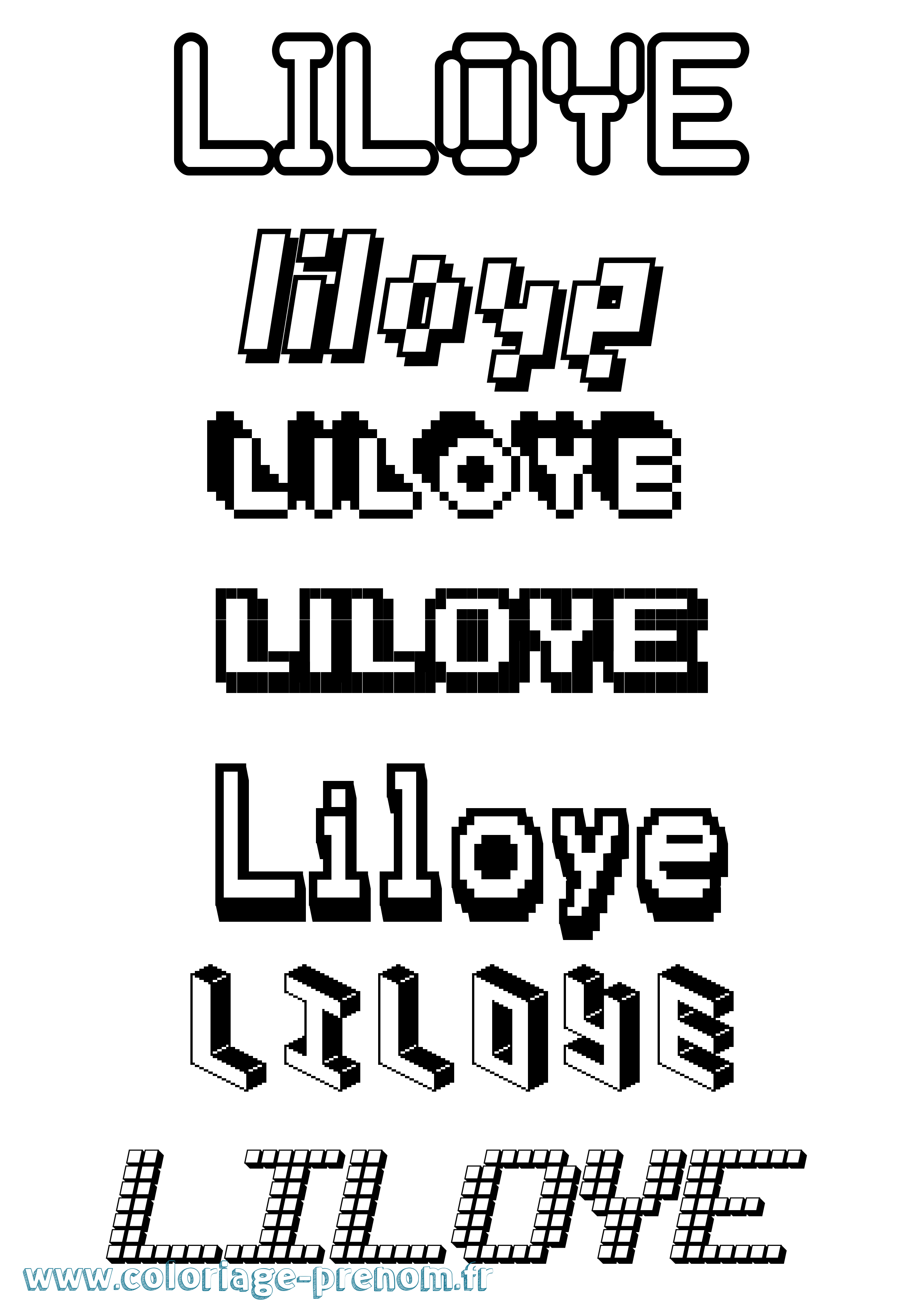 Coloriage Liloye Pixel Coloriage prénom Liloye Pixel