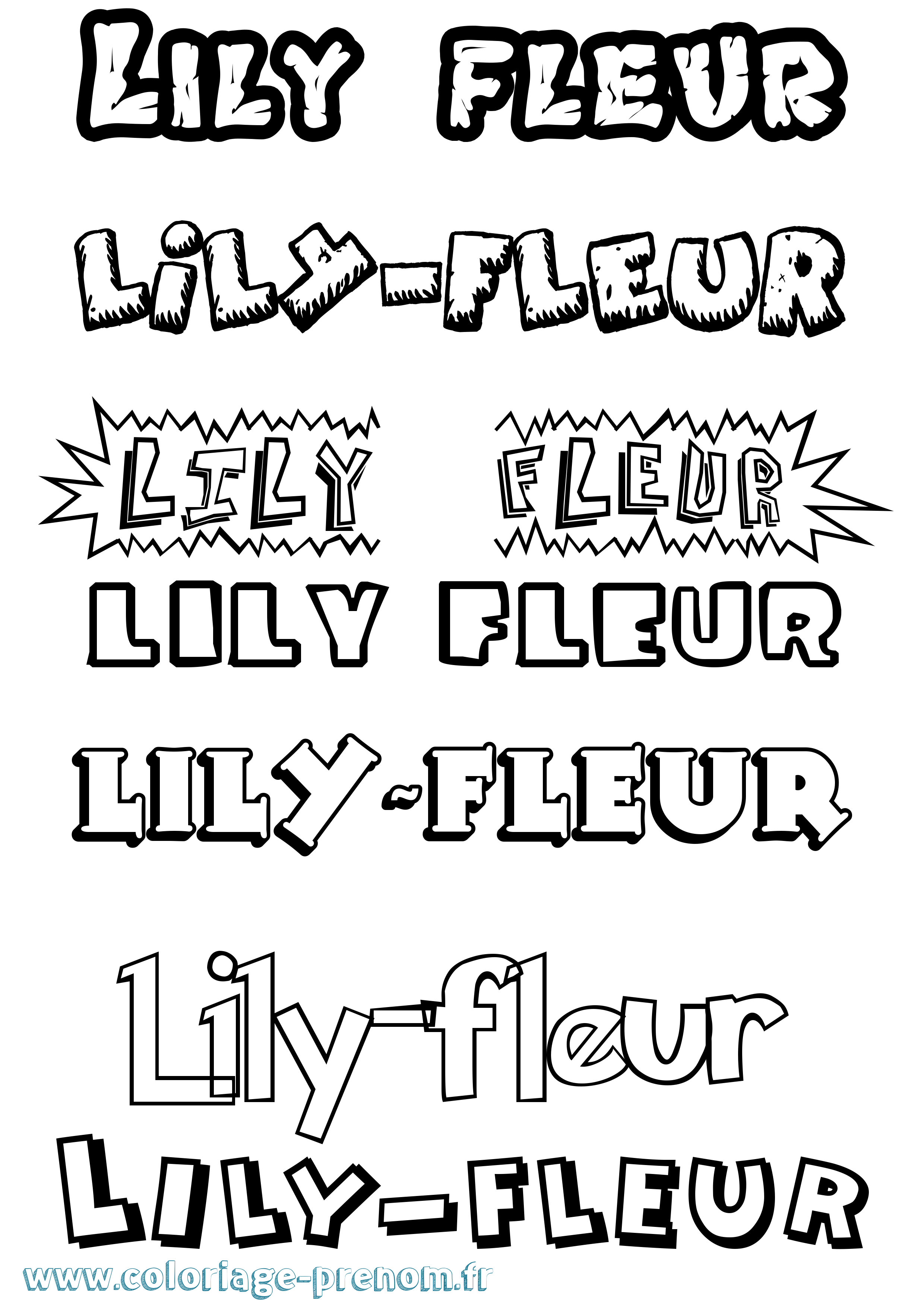 Coloriage Lily-Fleur Dessin Animé Coloriage prénom Lily-Fleur Dessin Animé