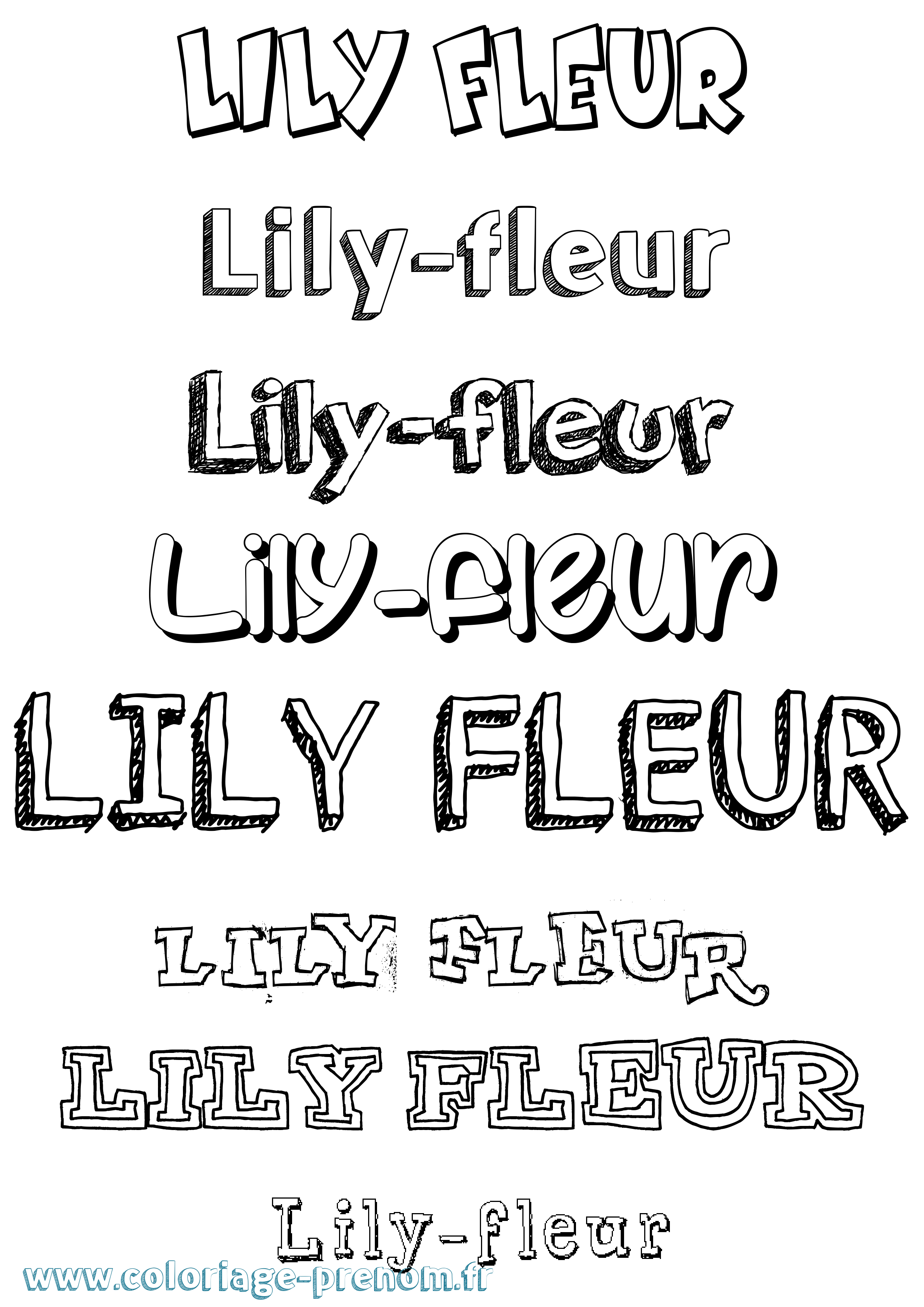 Coloriage Lily-Fleur Dessiné Coloriage prénom Lily-Fleur Dessiné
