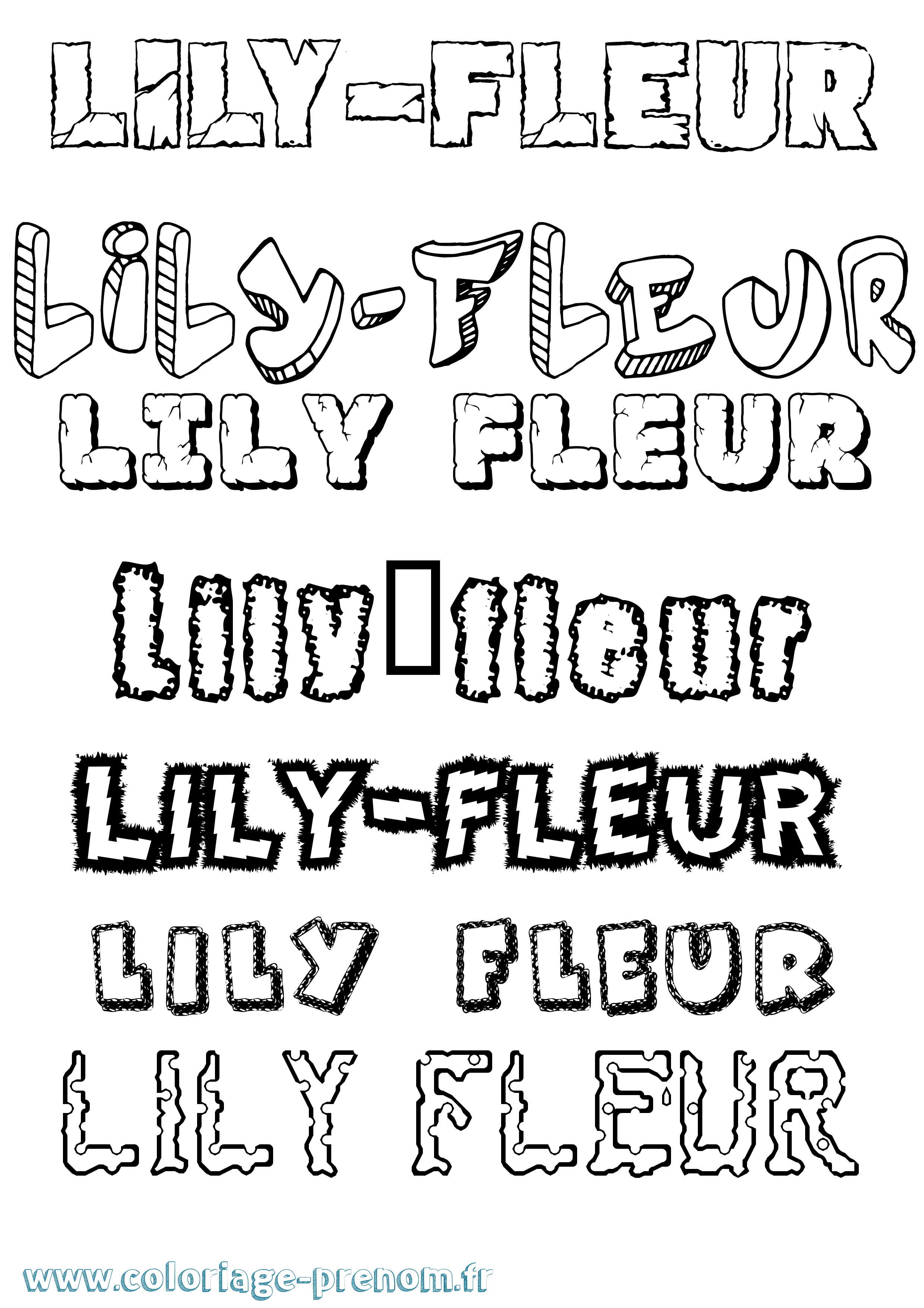 Coloriage Lily-Fleur Destructuré Coloriage prénom Lily-Fleur Destructuré