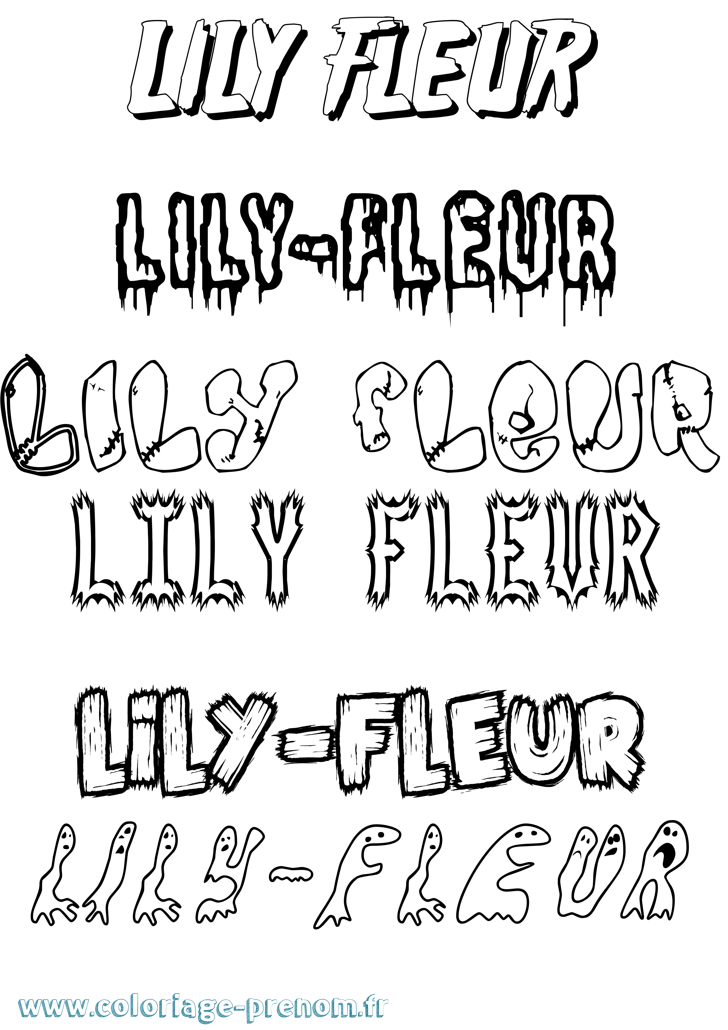 Coloriage Lily-Fleur Frisson Coloriage prénom Lily-Fleur Frisson