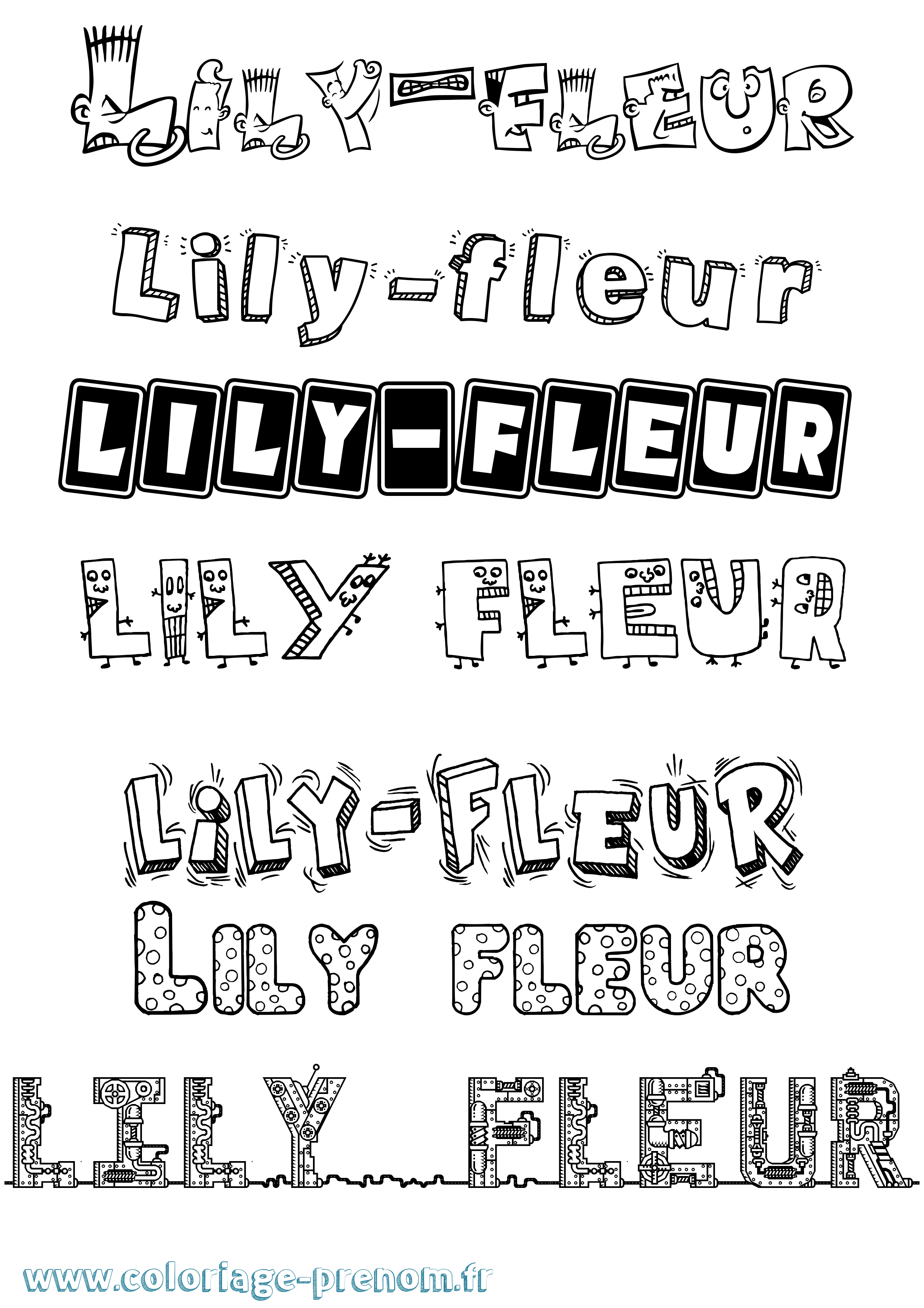 Coloriage Lily-Fleur Fun Coloriage prénom Lily-Fleur Fun