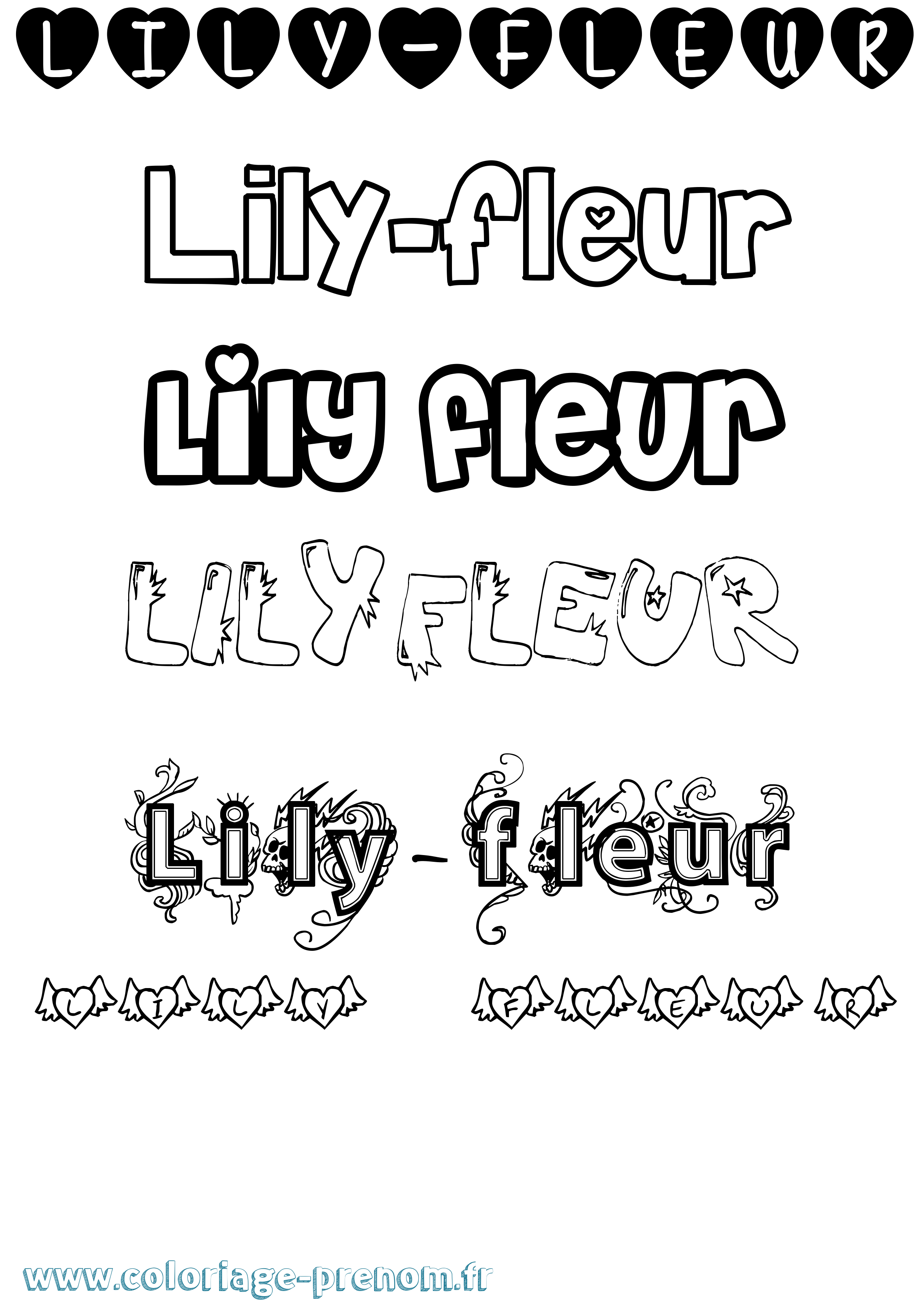 Coloriage Lily-Fleur Girly Coloriage prénom Lily-Fleur Girly