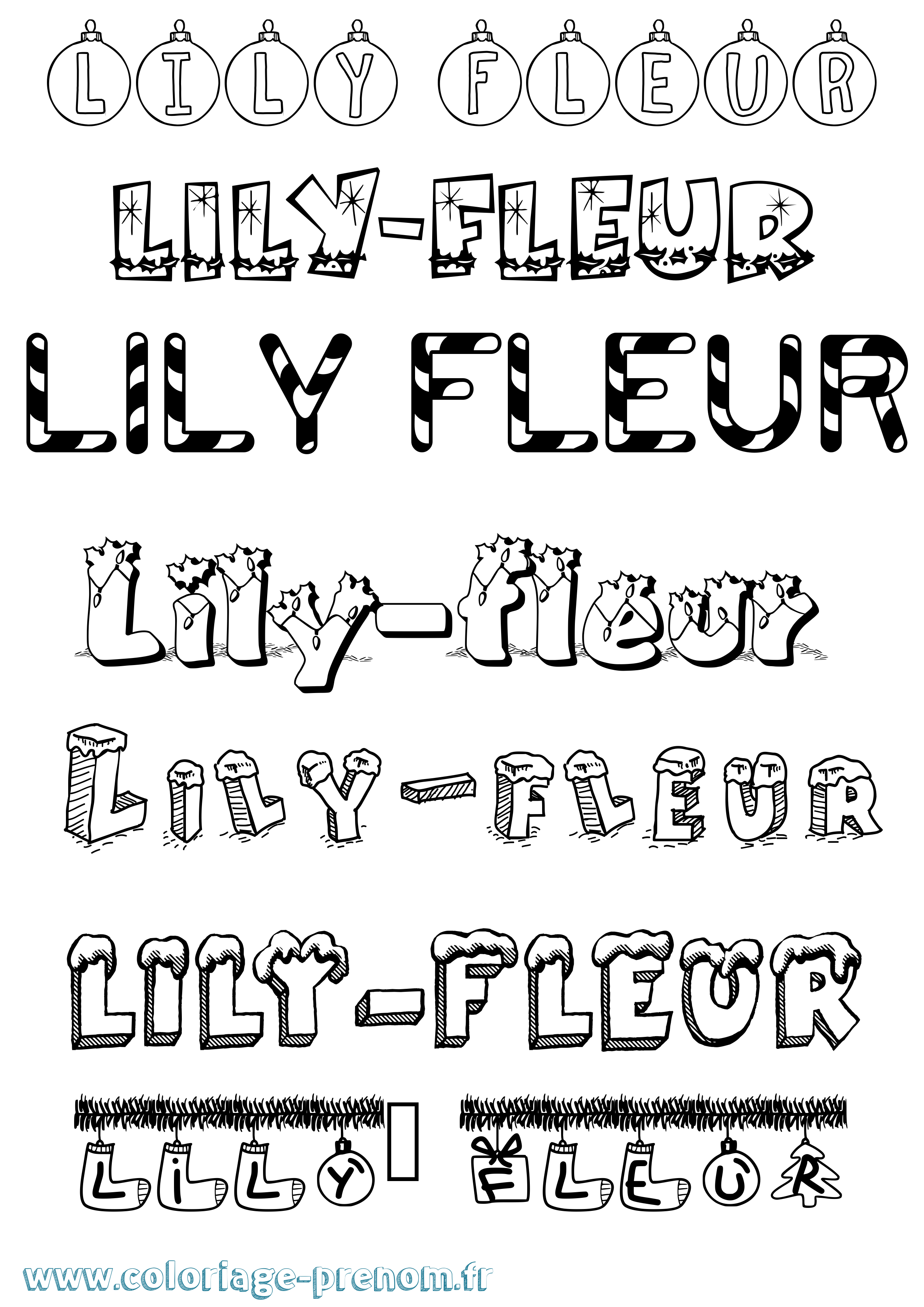 Coloriage Lily-Fleur Noël Coloriage prénom Lily-Fleur Noël