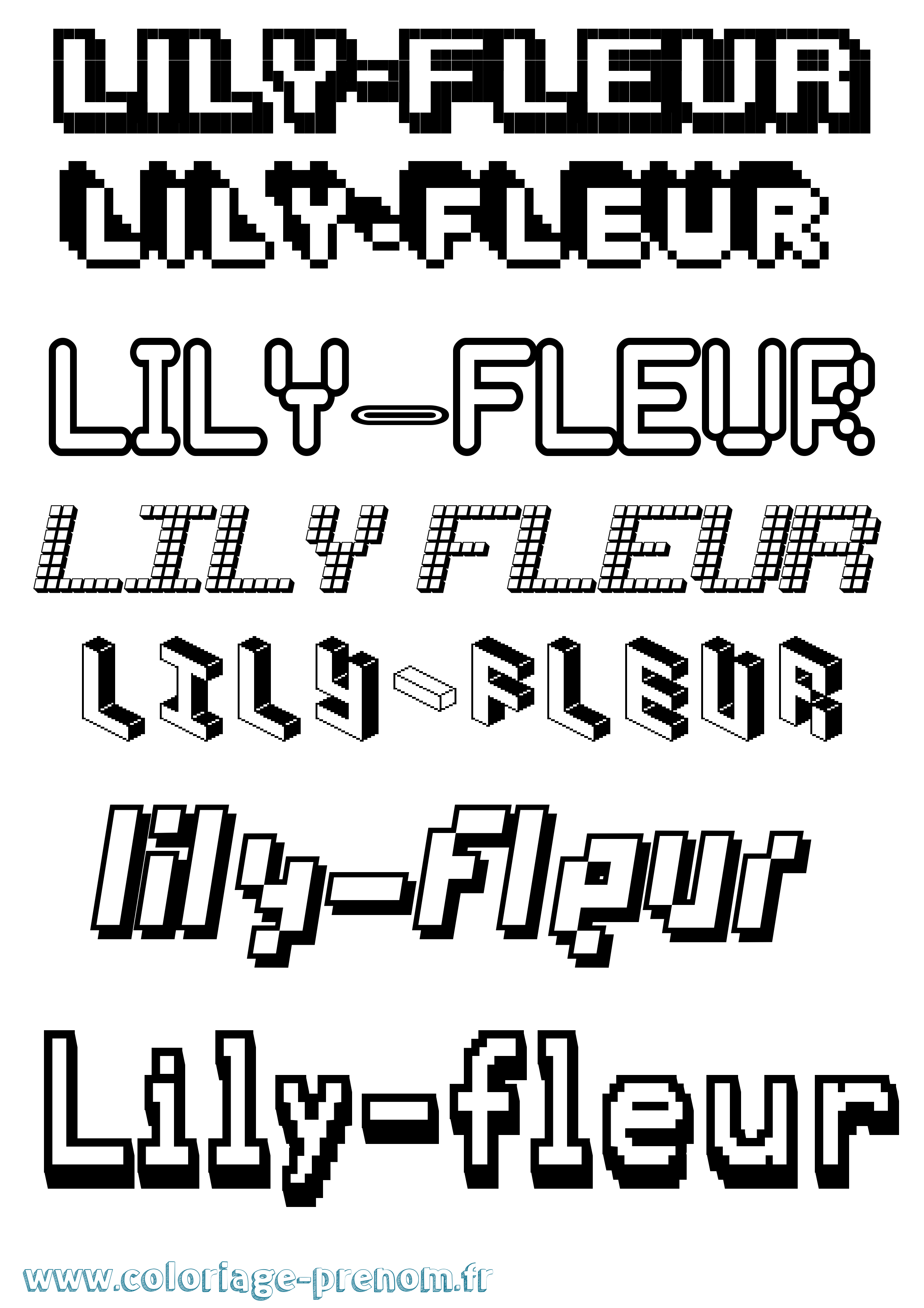 Coloriage Lily-Fleur Pixel Coloriage prénom Lily-Fleur Pixel