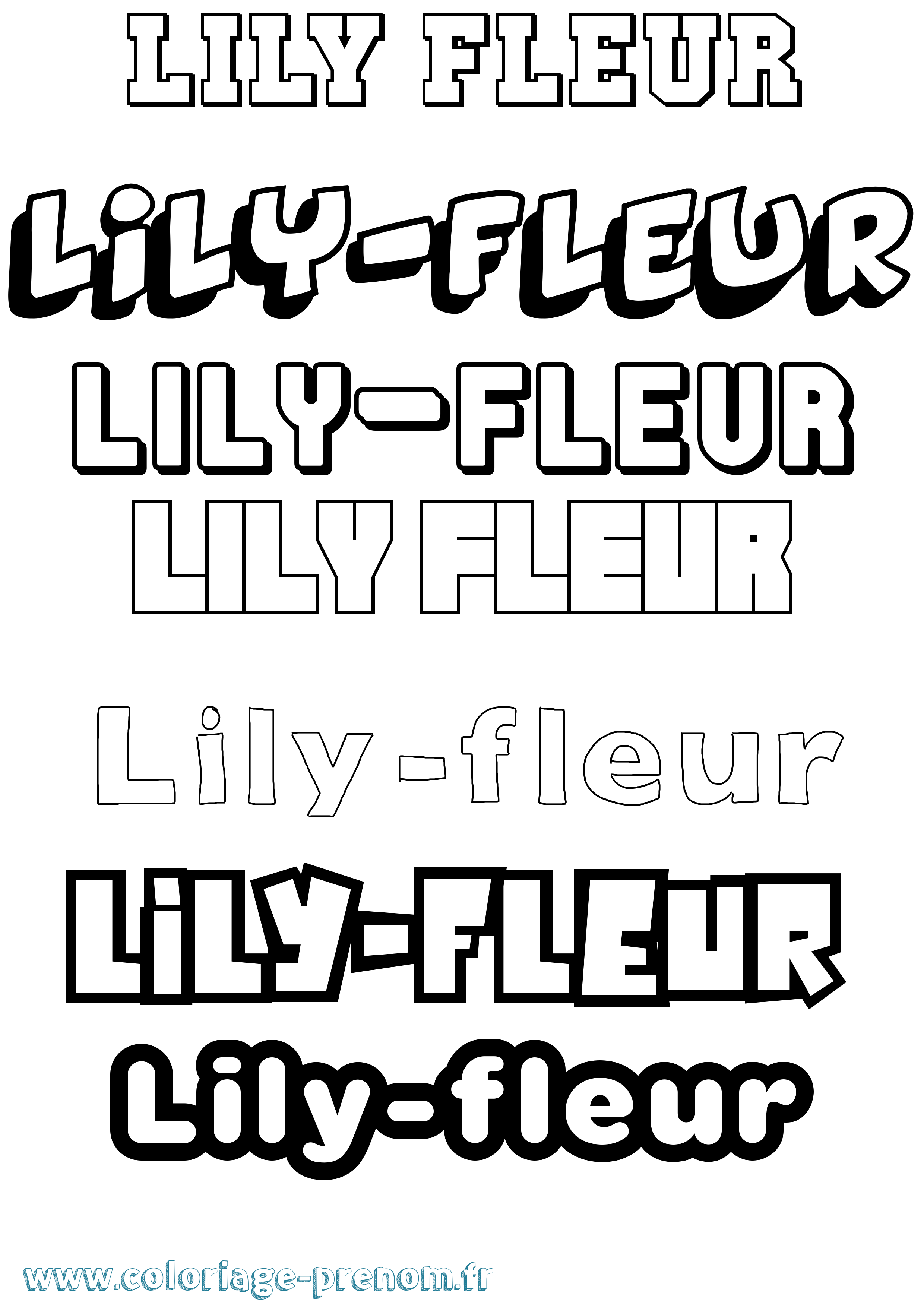 Coloriage Lily-Fleur Simple Coloriage prénom Lily-Fleur Simple