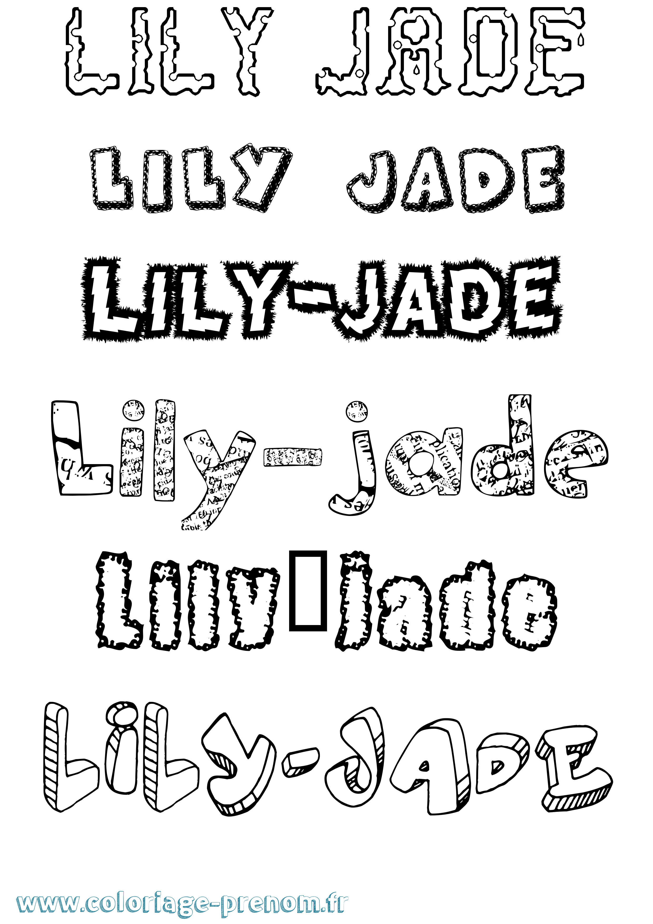 Coloriage Lily-Jade Destructuré Coloriage prénom Lily-Jade Destructuré
