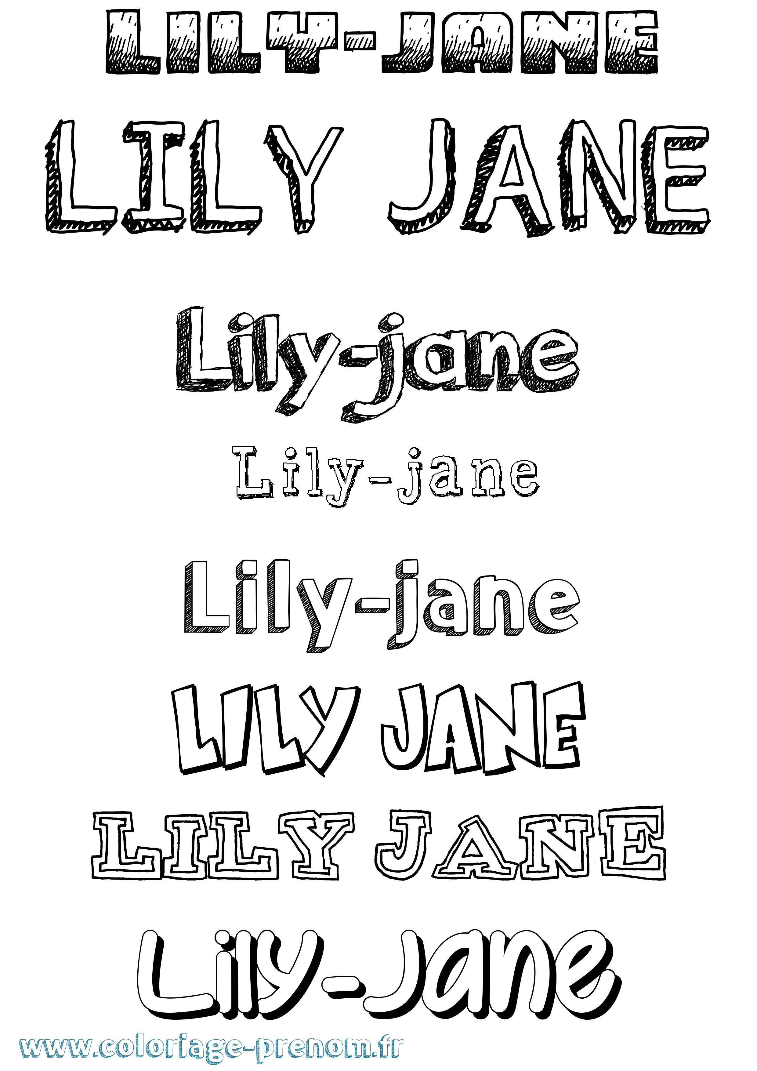 Coloriage Lily-Jane Dessiné Coloriage prénom Lily-Jane Dessiné