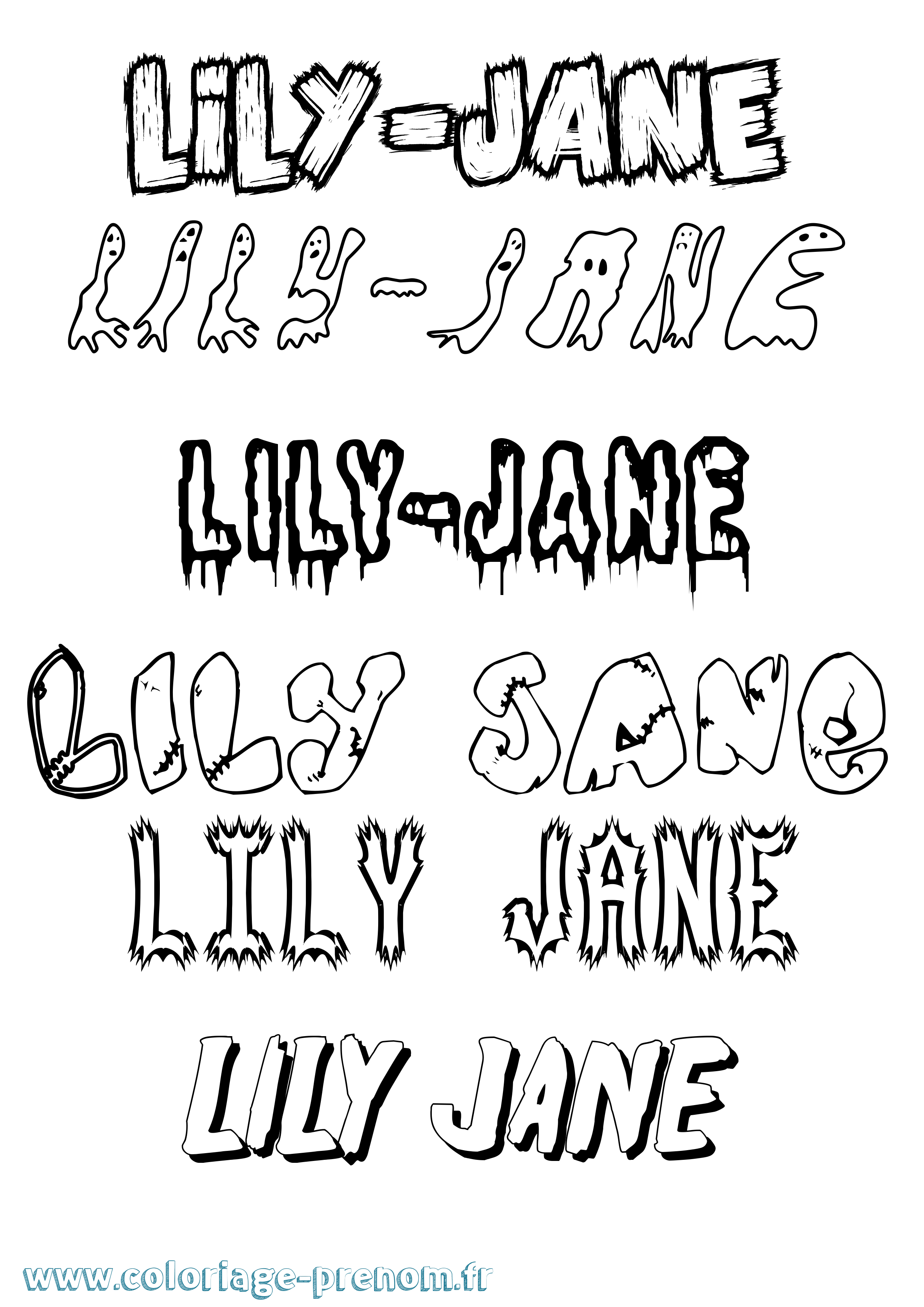 Coloriage Lily-Jane Frisson Coloriage prénom Lily-Jane Frisson