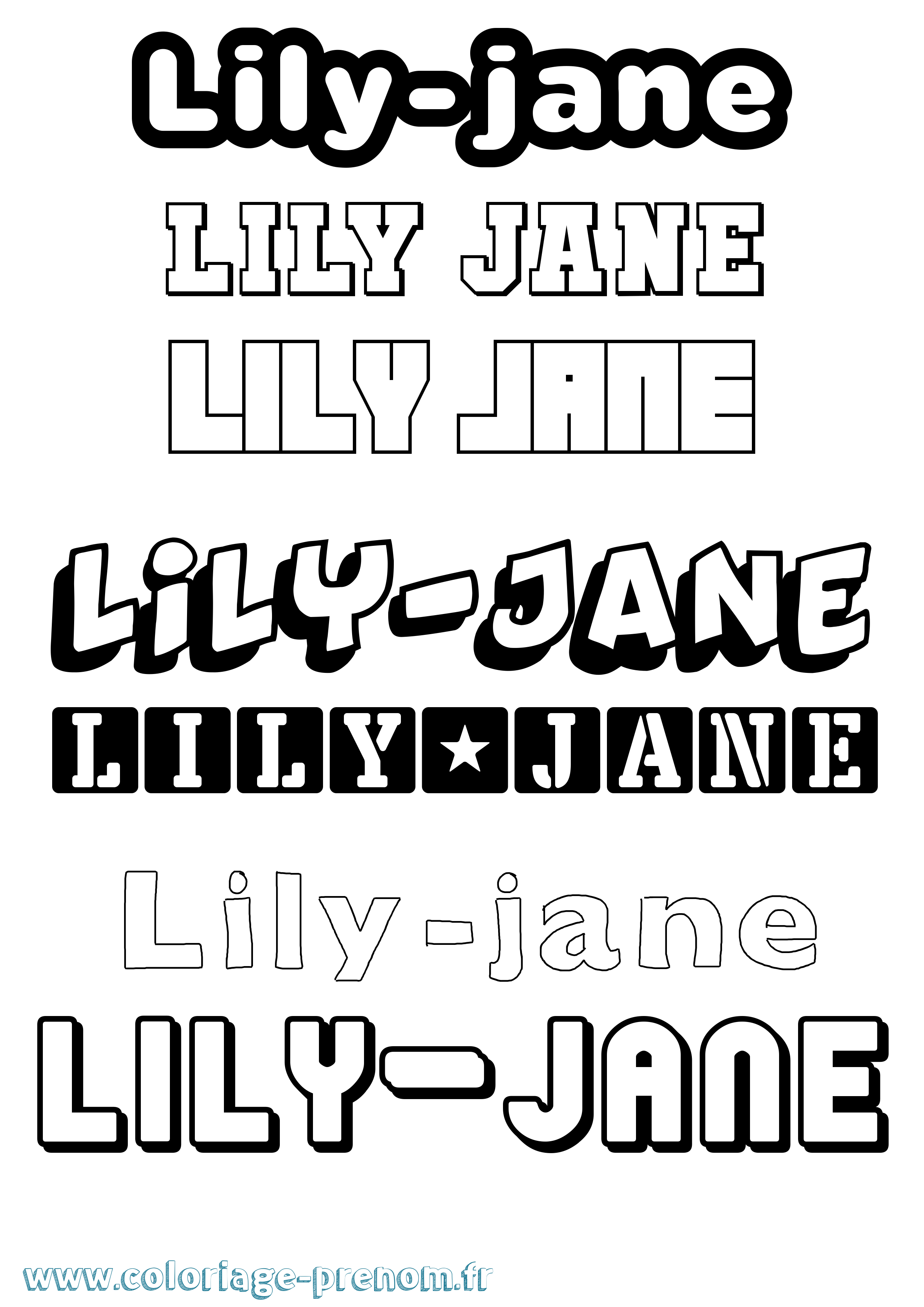 Coloriage Lily-Jane Simple Coloriage prénom Lily-Jane Simple