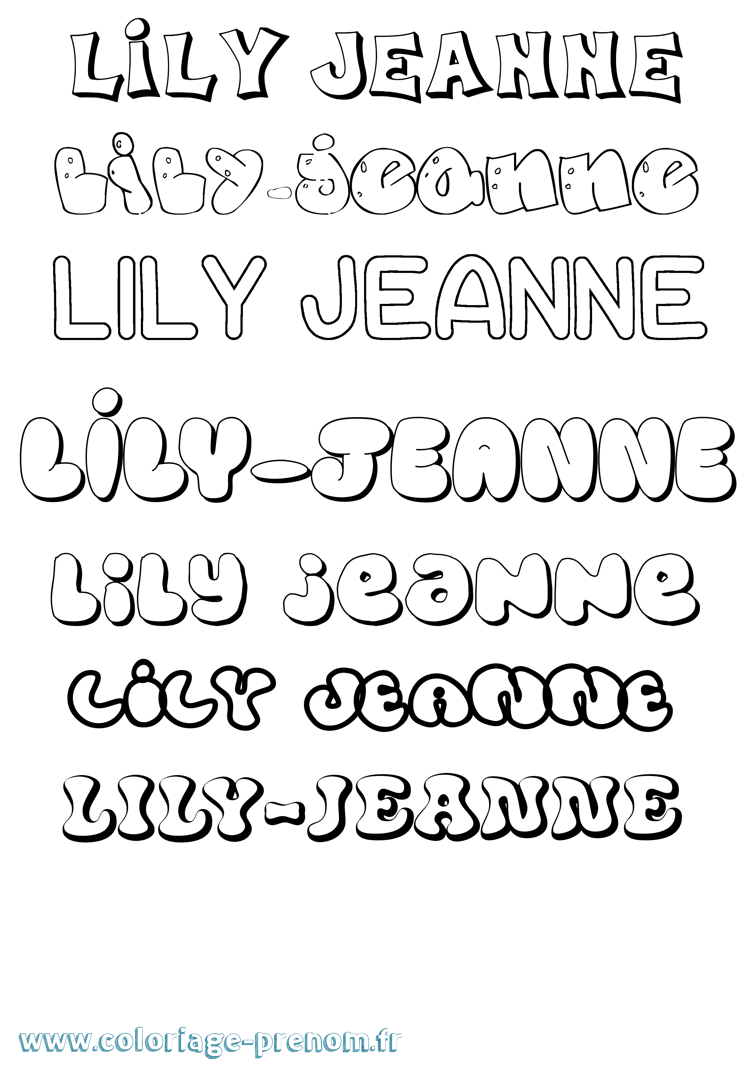 Coloriage Lily-Jeanne Bubble Coloriage prénom Lily-Jeanne Bubble