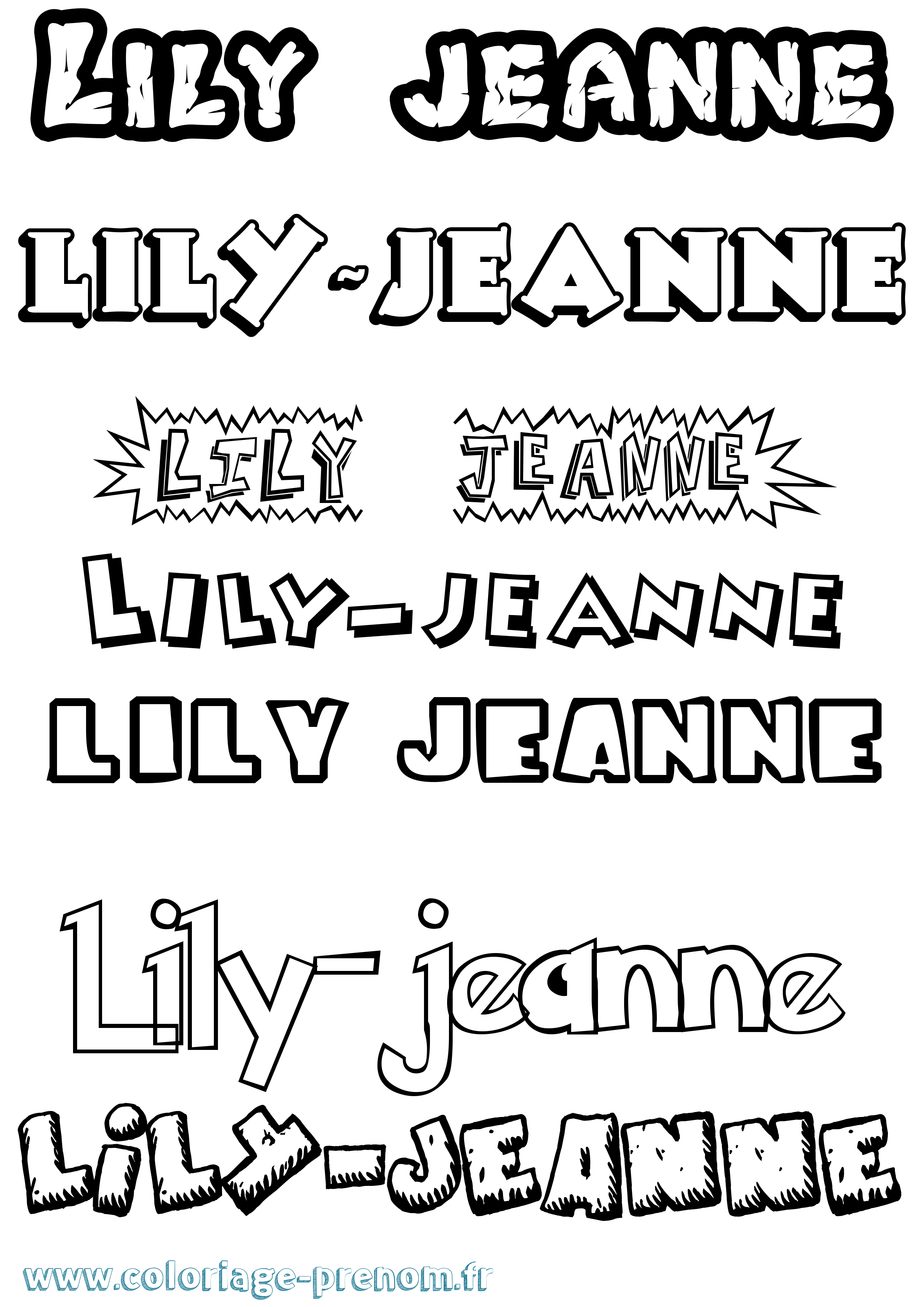 Coloriage Lily-Jeanne Dessin Animé Coloriage prénom Lily-Jeanne Dessin Animé