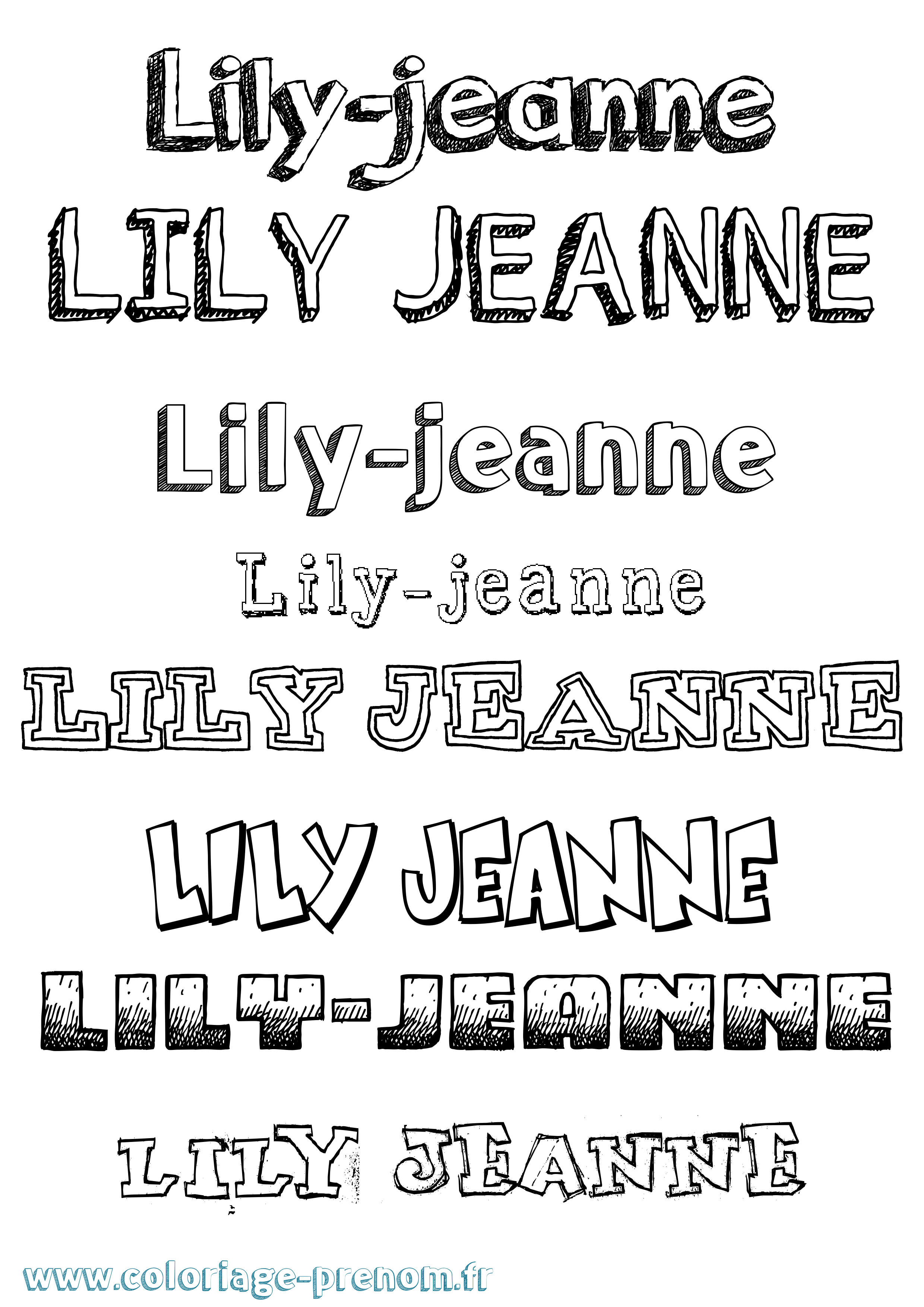 Coloriage Lily-Jeanne Dessiné Coloriage prénom Lily-Jeanne Dessiné