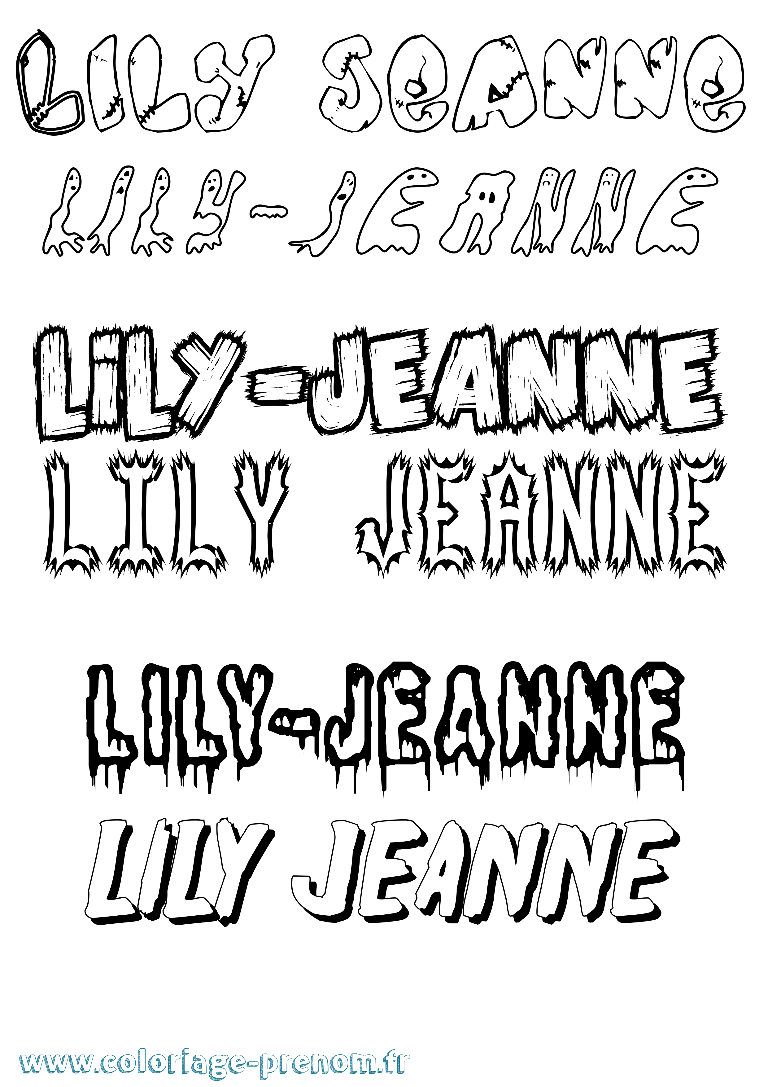 Coloriage Lily-Jeanne Frisson Coloriage prénom Lily-Jeanne Frisson