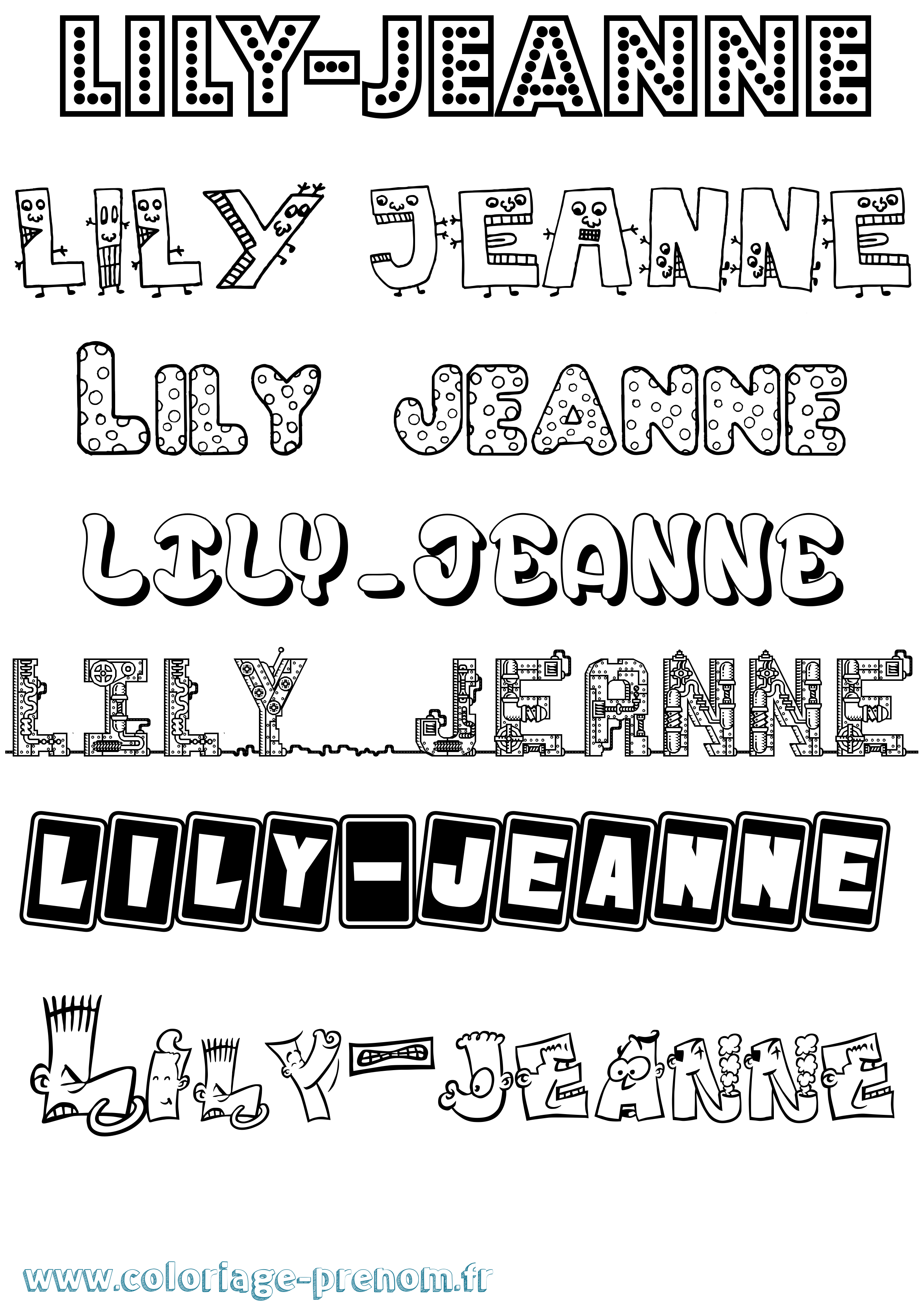 Coloriage Lily-Jeanne Fun Coloriage prénom Lily-Jeanne Fun