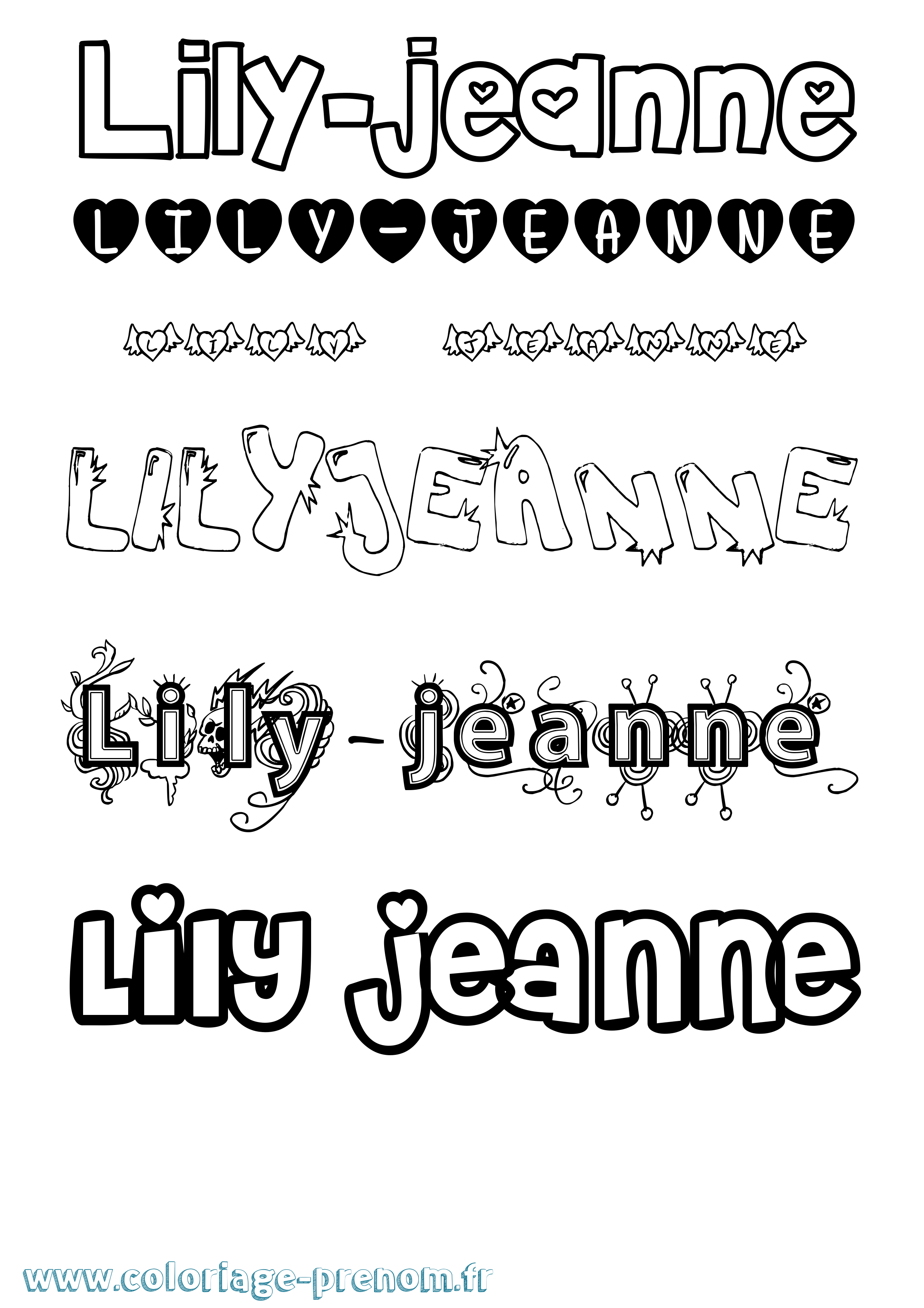 Coloriage Lily-Jeanne Girly Coloriage prénom Lily-Jeanne Girly