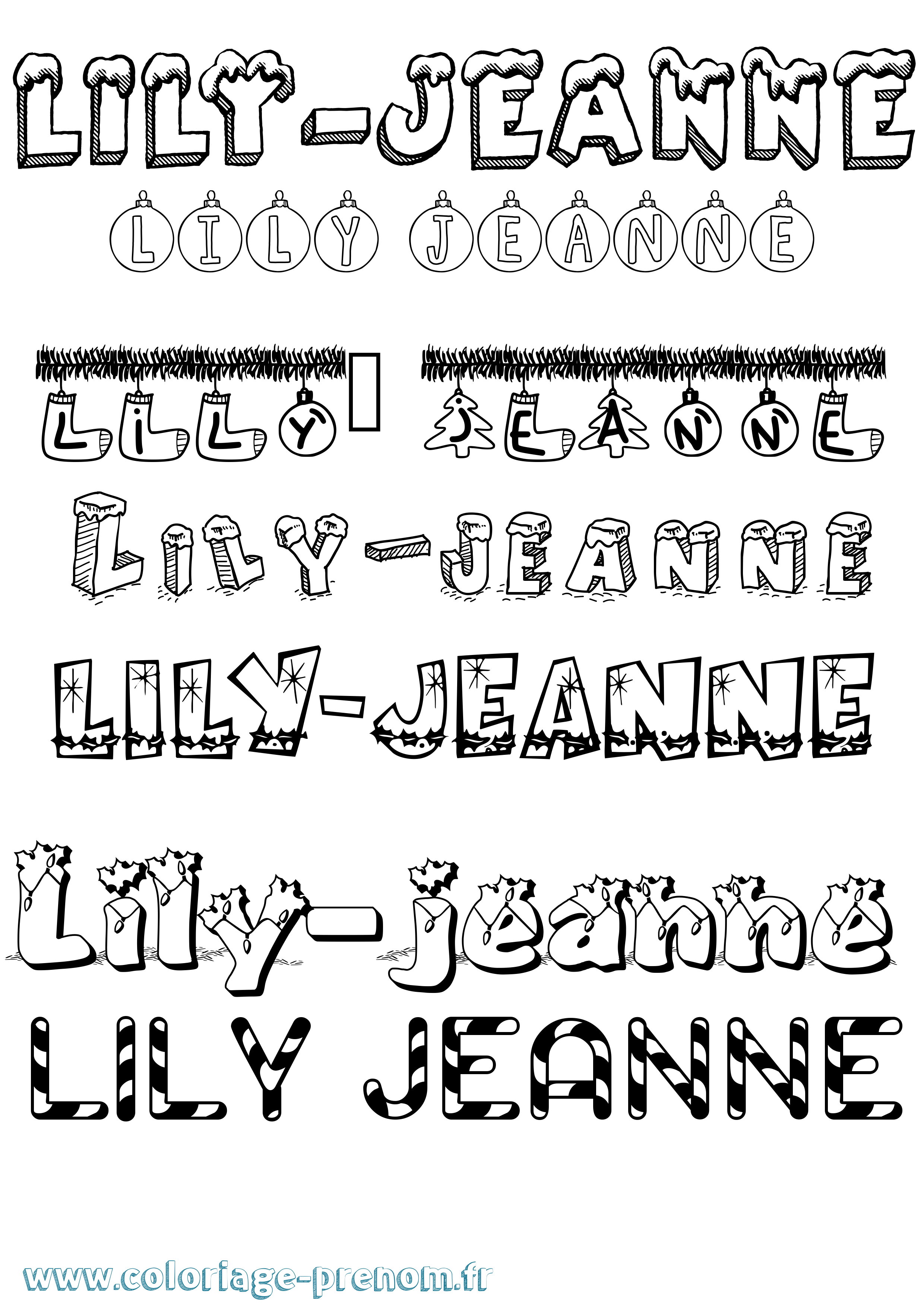 Coloriage Lily-Jeanne Noël Coloriage prénom Lily-Jeanne Noël