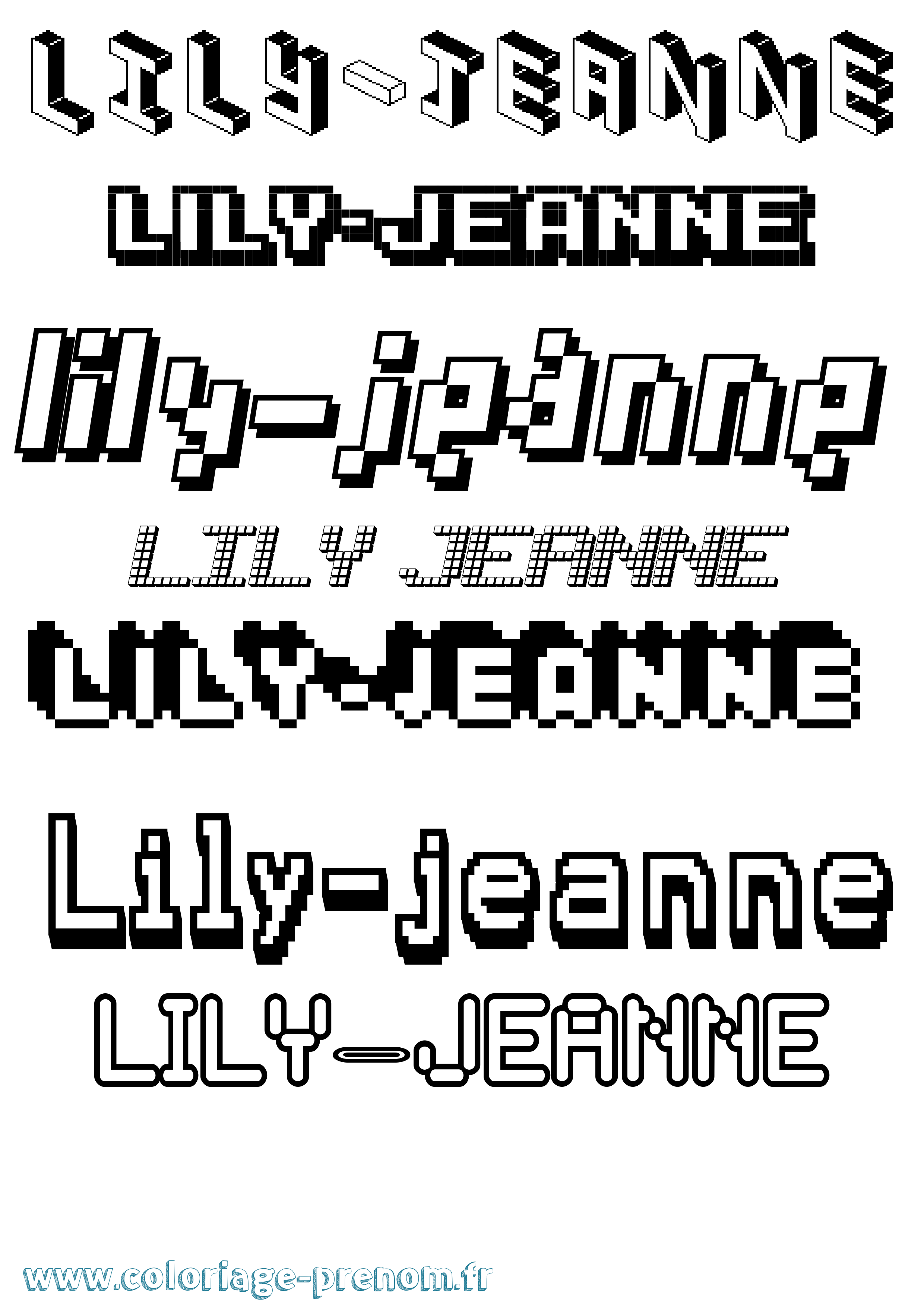 Coloriage Lily-Jeanne Pixel Coloriage prénom Lily-Jeanne Pixel