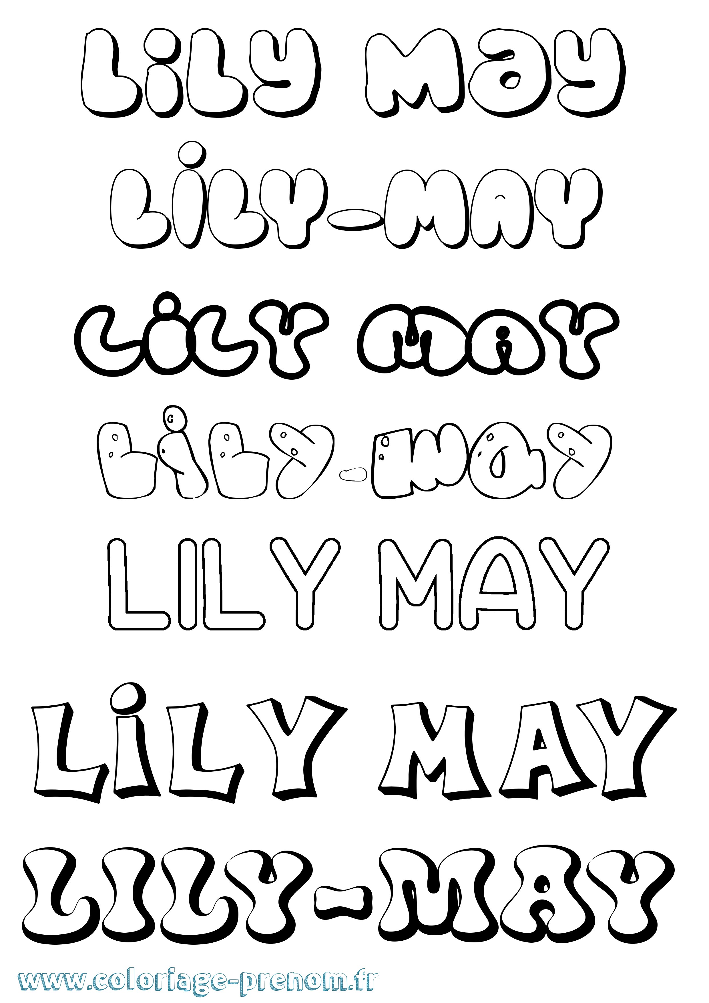 Coloriage Lily-May Bubble Coloriage prénom Lily-May Bubble