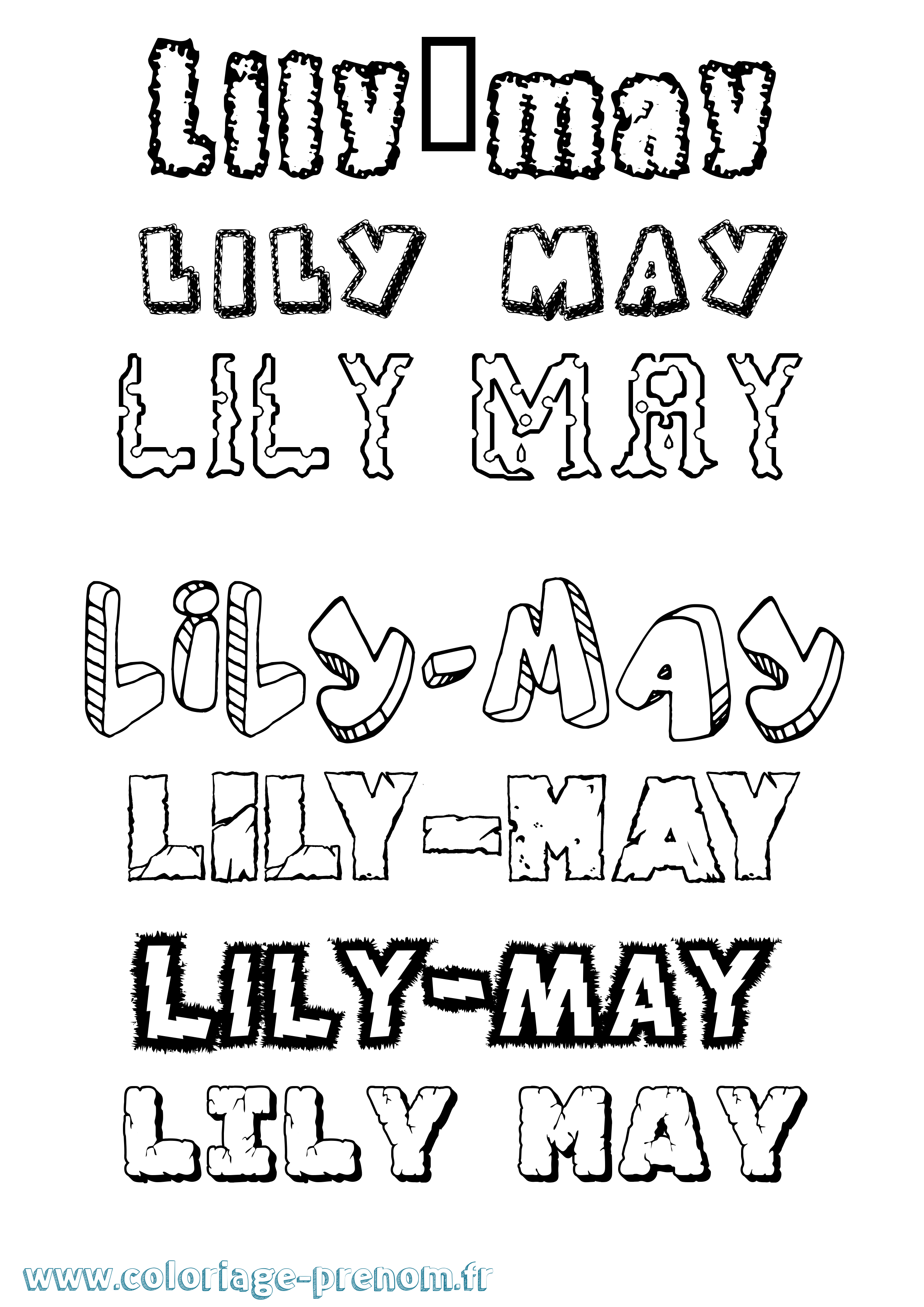 Coloriage Lily-May Destructuré Coloriage prénom Lily-May Destructuré
