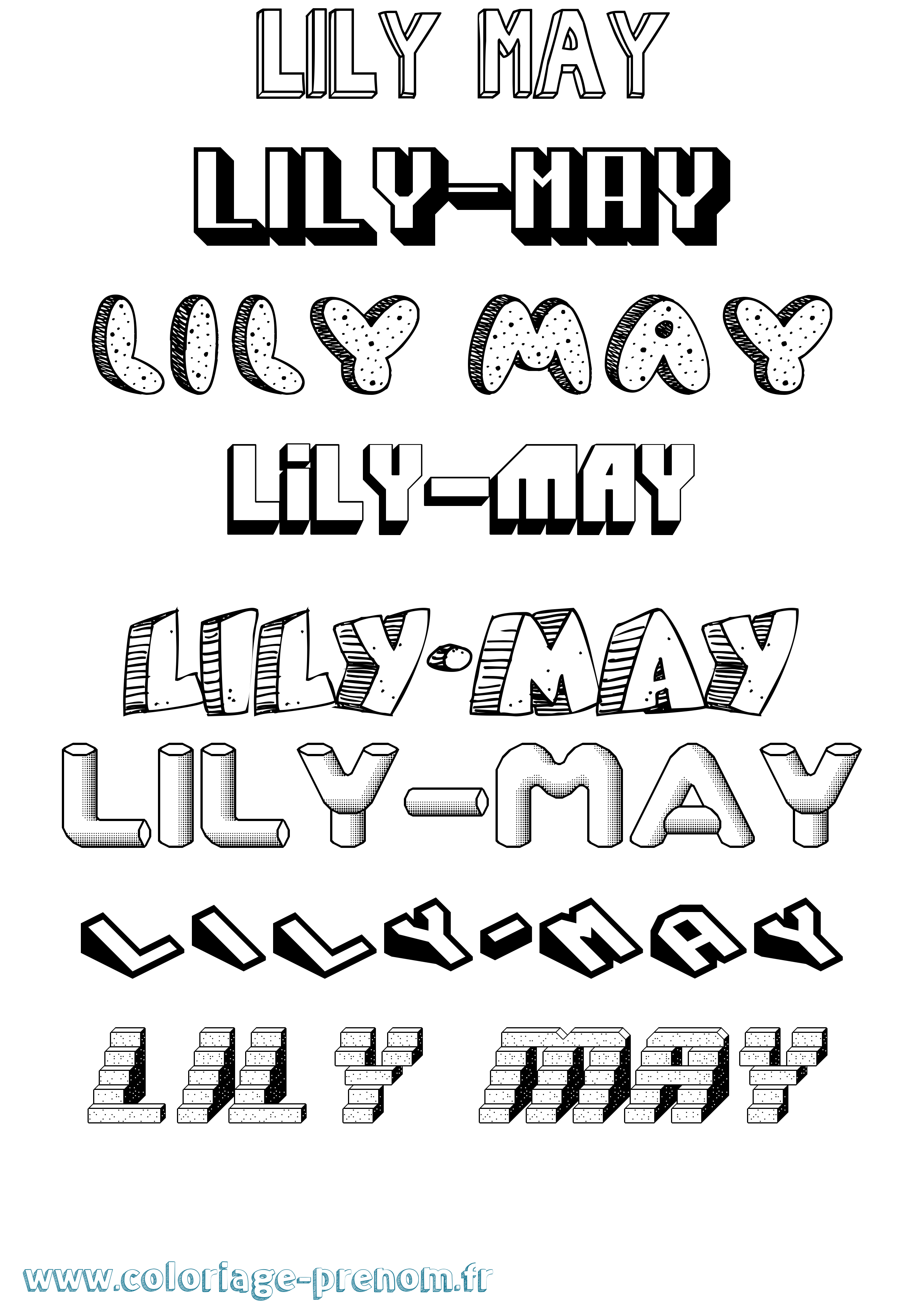 Coloriage Lily-May Effet 3D Coloriage prénom Lily-May Effet 3D